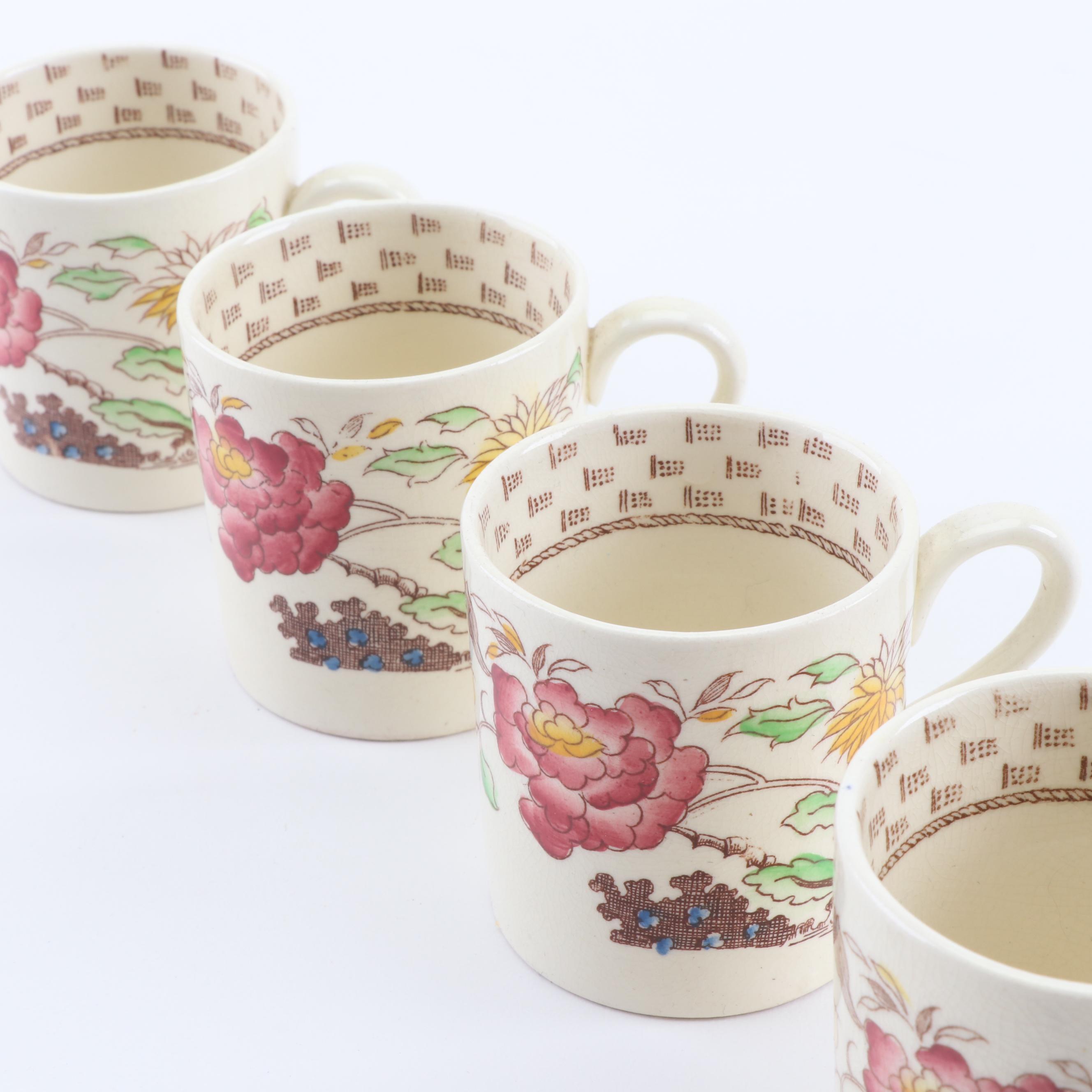 Vintage Crown Ducal "Ganges" Earthenware Cups and Saucers