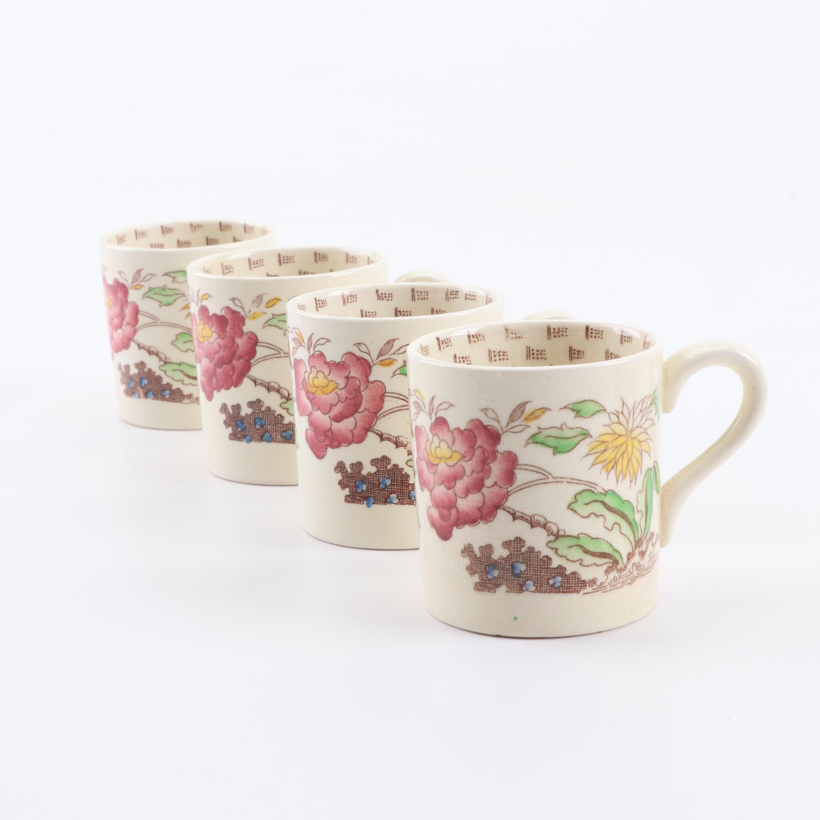 Vintage Crown Ducal "Ganges" Earthenware Cups and Saucers