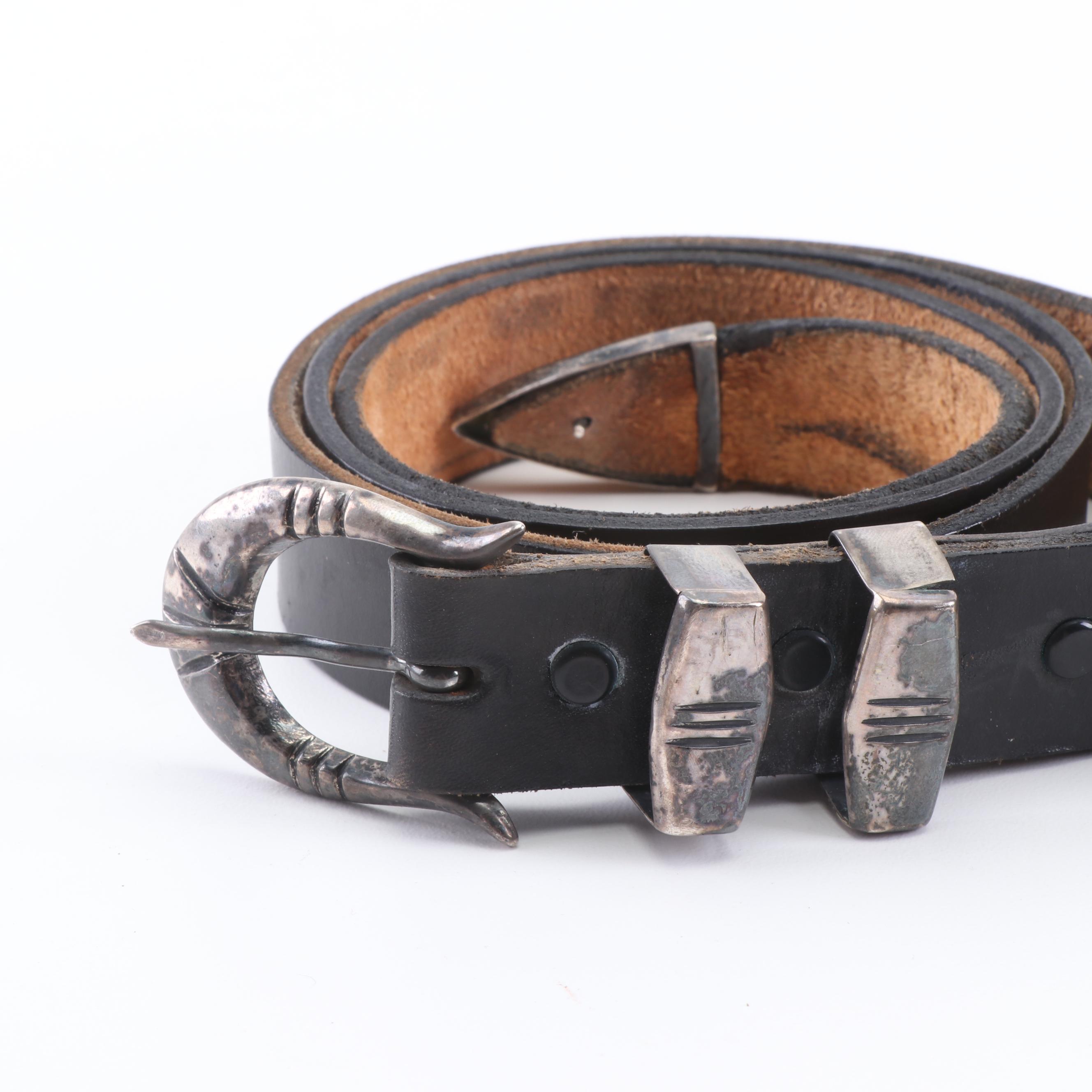 Sterling and Leather Belts including M.M. Rogers/F.L. Begay Navajo Belt