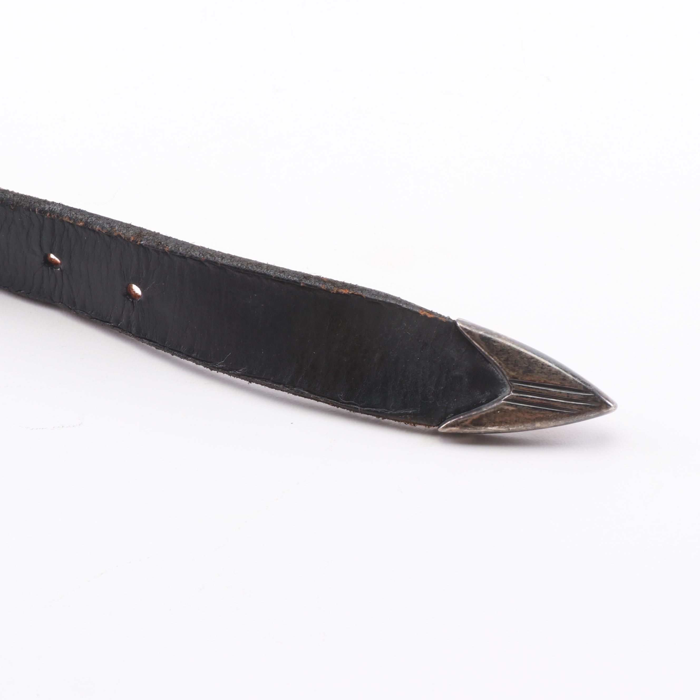 Sterling and Leather Belts including M.M. Rogers/F.L. Begay Navajo Belt