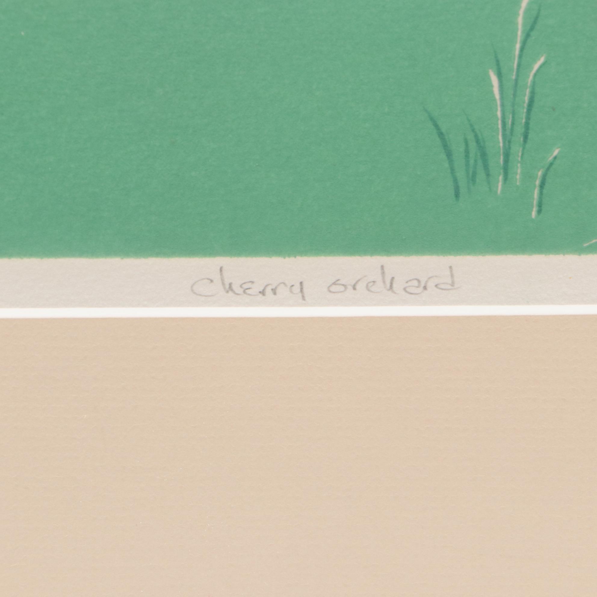 Ruth Conklin 1990 Limited Edition Linocut "Cherry Orchard"