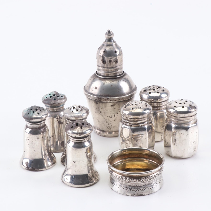 Gorham and JW Wolfenden Sterling Silver Salt and Pepper Shakers, Mid-Century