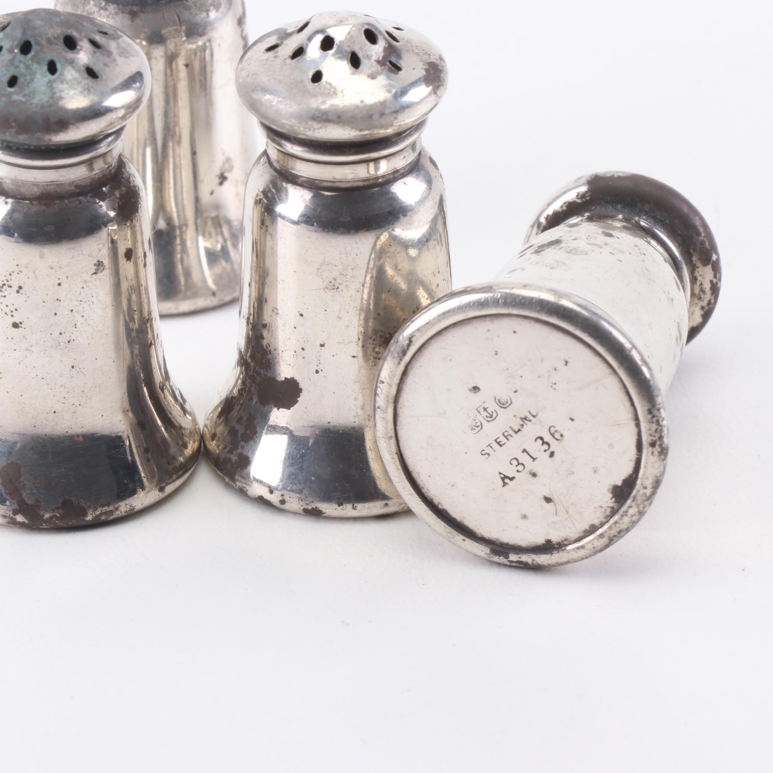 Gorham and JW Wolfenden Sterling Silver Salt and Pepper Shakers, Mid-Century