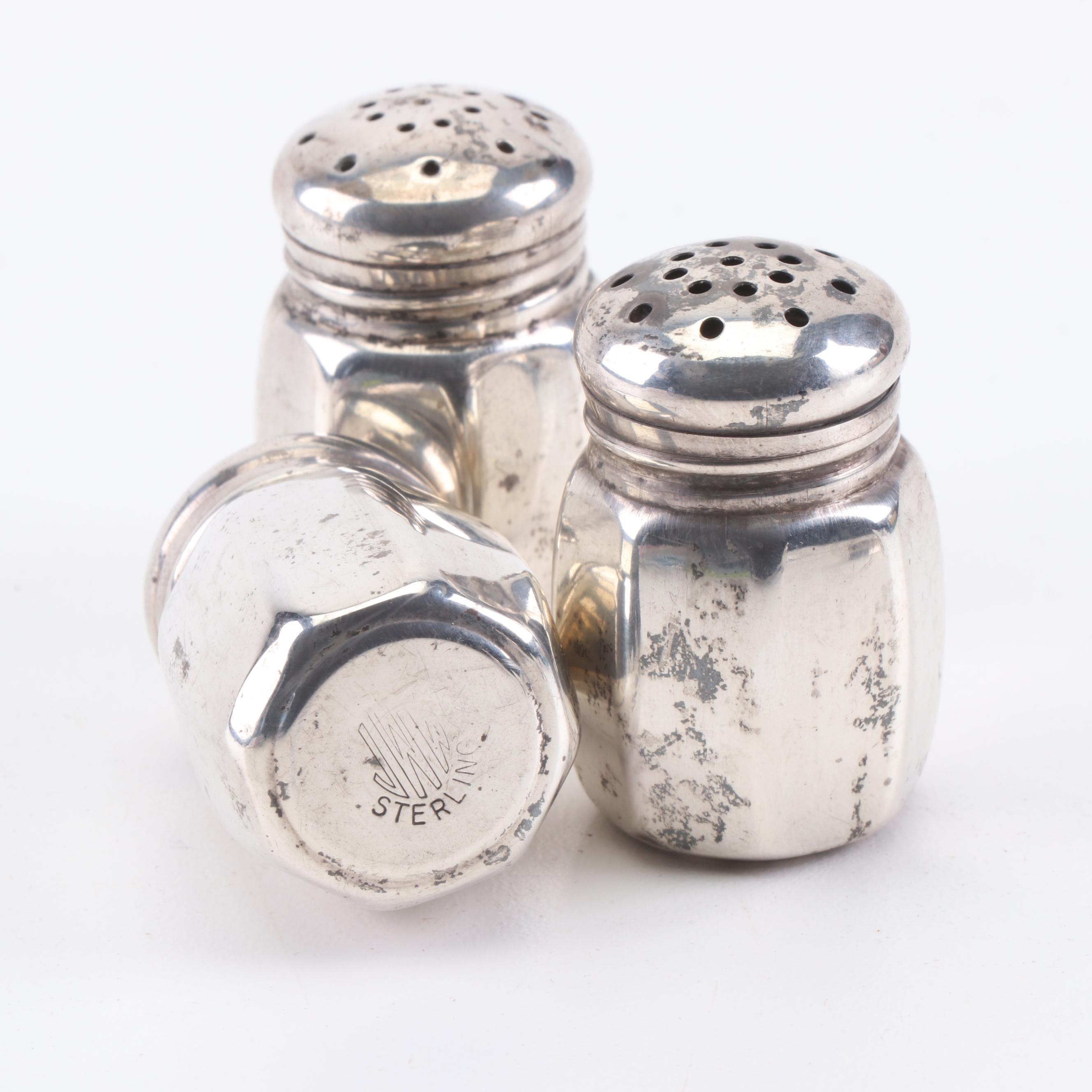 Gorham and JW Wolfenden Sterling Silver Salt and Pepper Shakers, Mid-Century