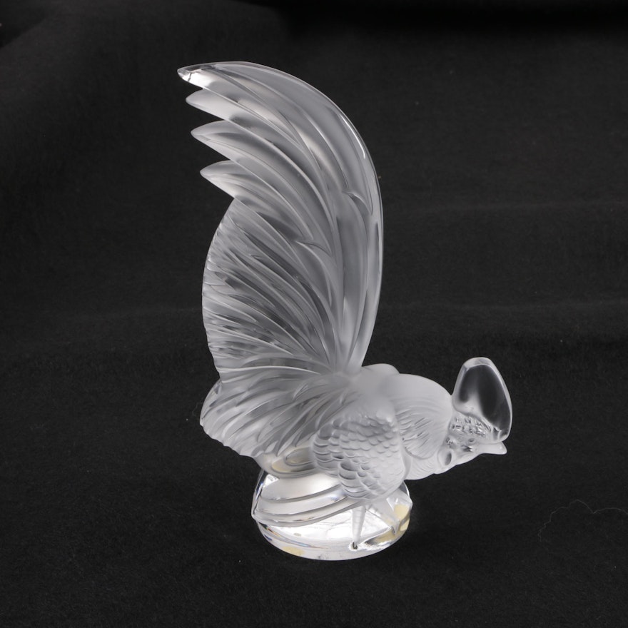 Lalique Crystal "Coq Nain" Rooster Car Mascot