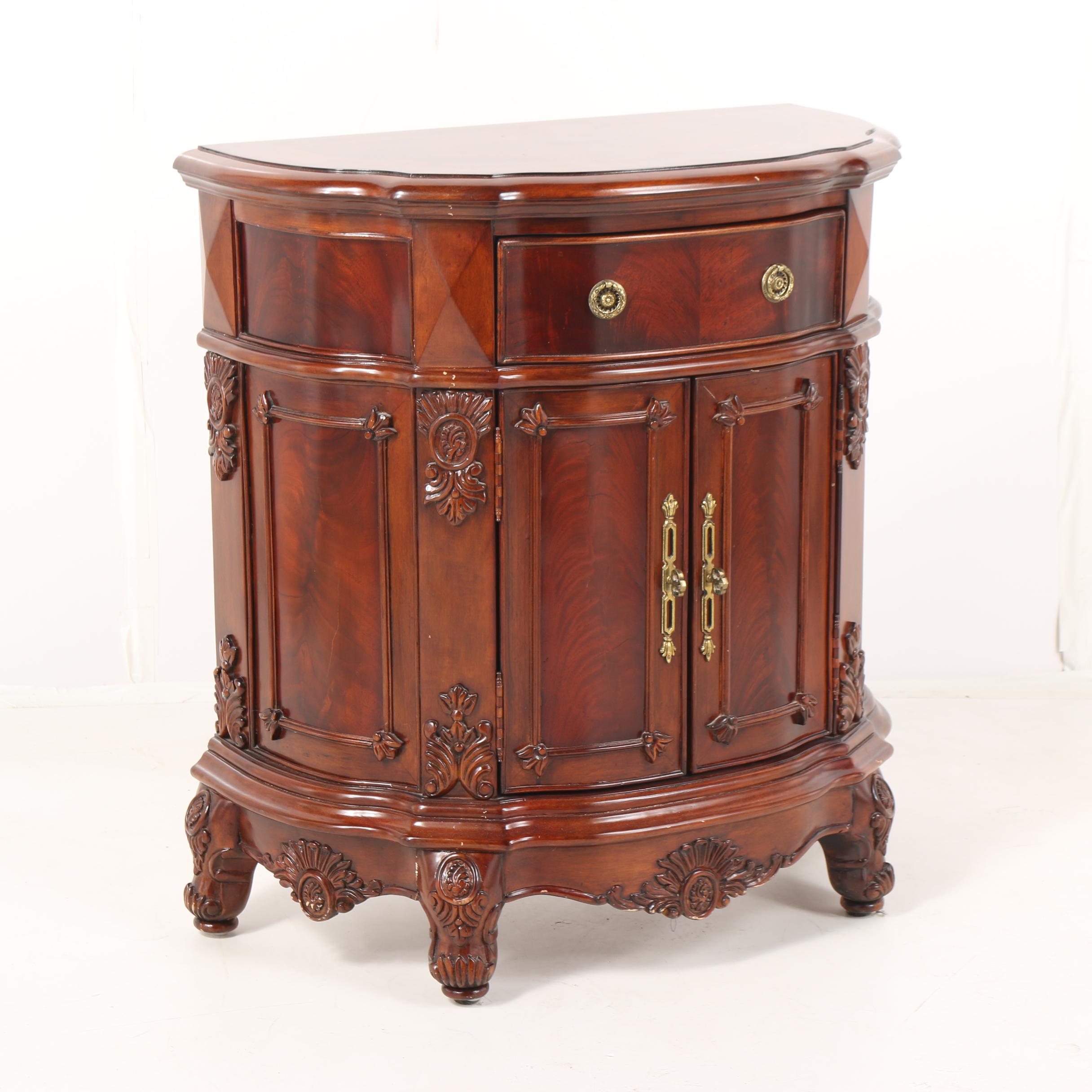 French Provincial Style Burl Wood Demilune Nightstand by Regency House, 21st C.