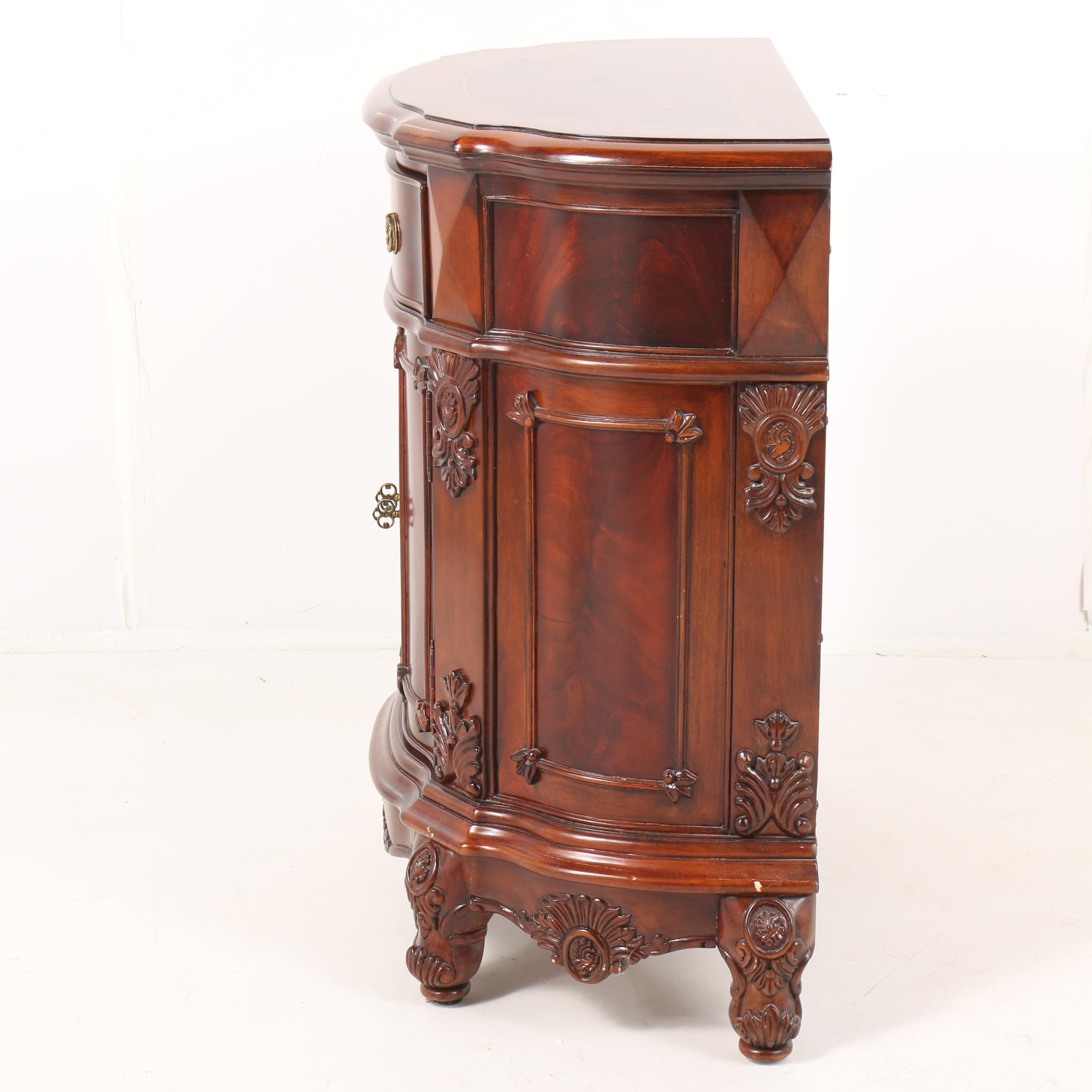 French Provincial Style Burl Wood Demilune Nightstand by Regency House, 21st C.
