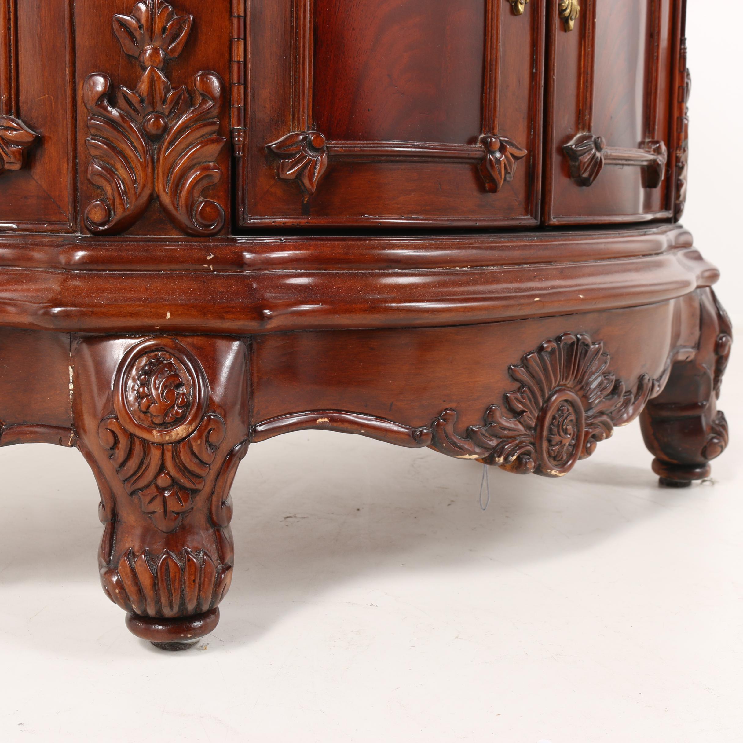 French Provincial Style Burl Wood Demilune Nightstand by Regency House, 21st C.