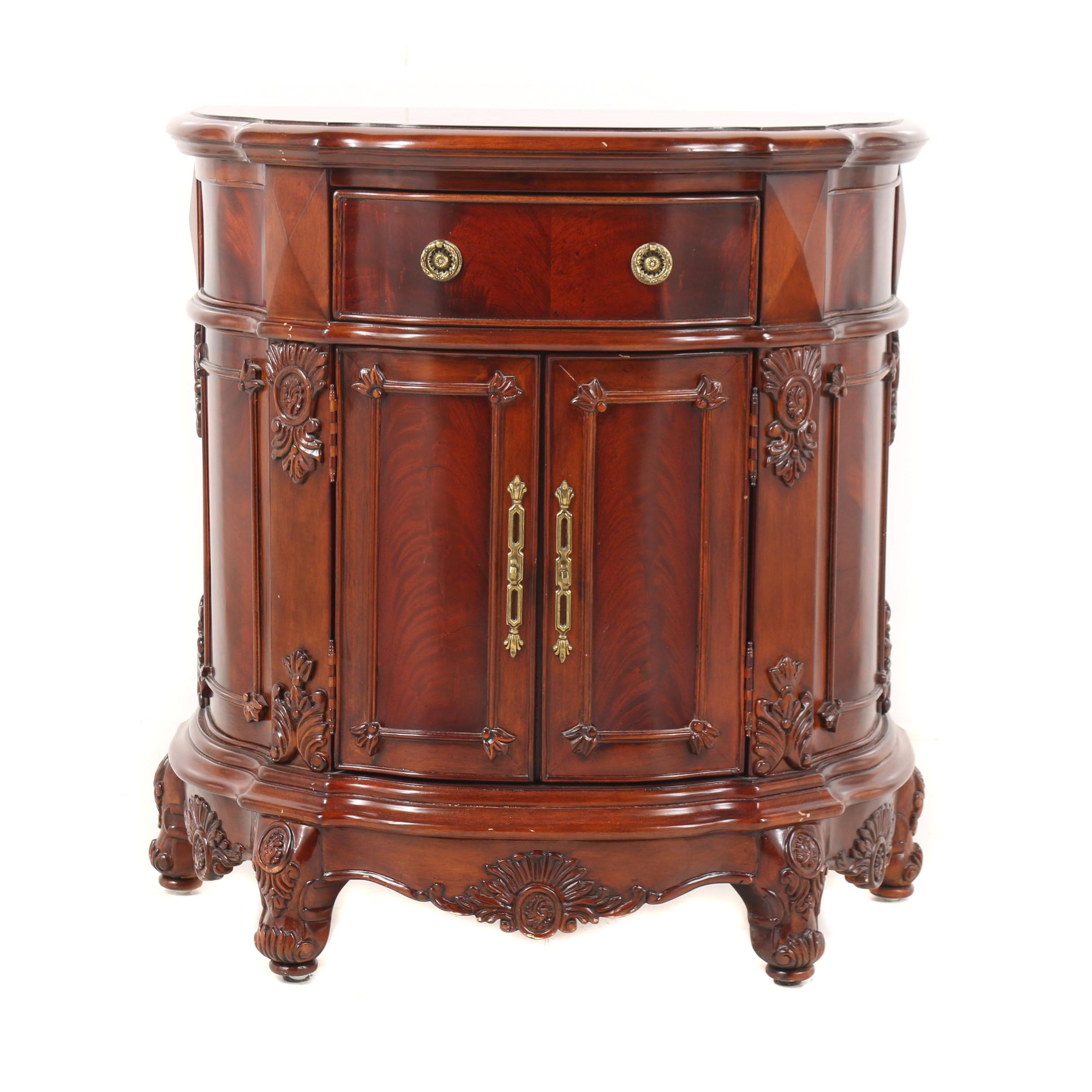 French Provincial Style Burl Wood Demilune Nightstand by Regency House, 21st C.