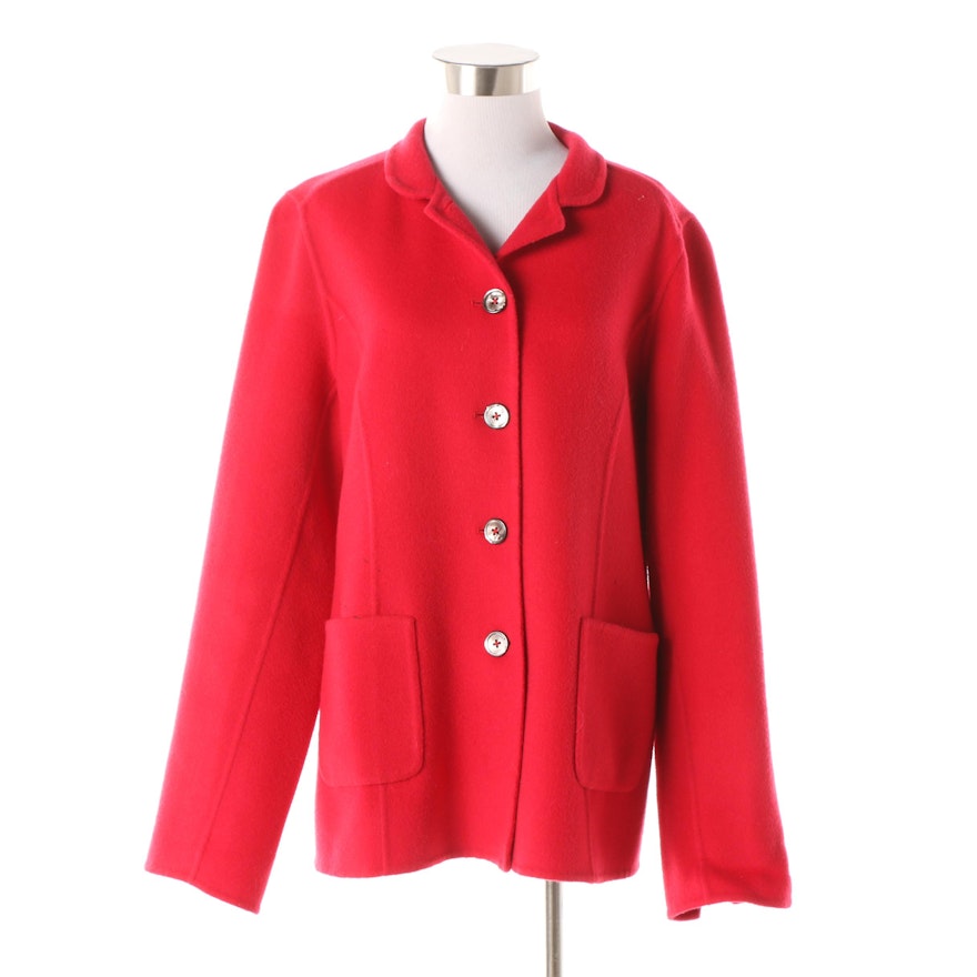 Women's Nina McLemore Red Wool Button-Front Jacket