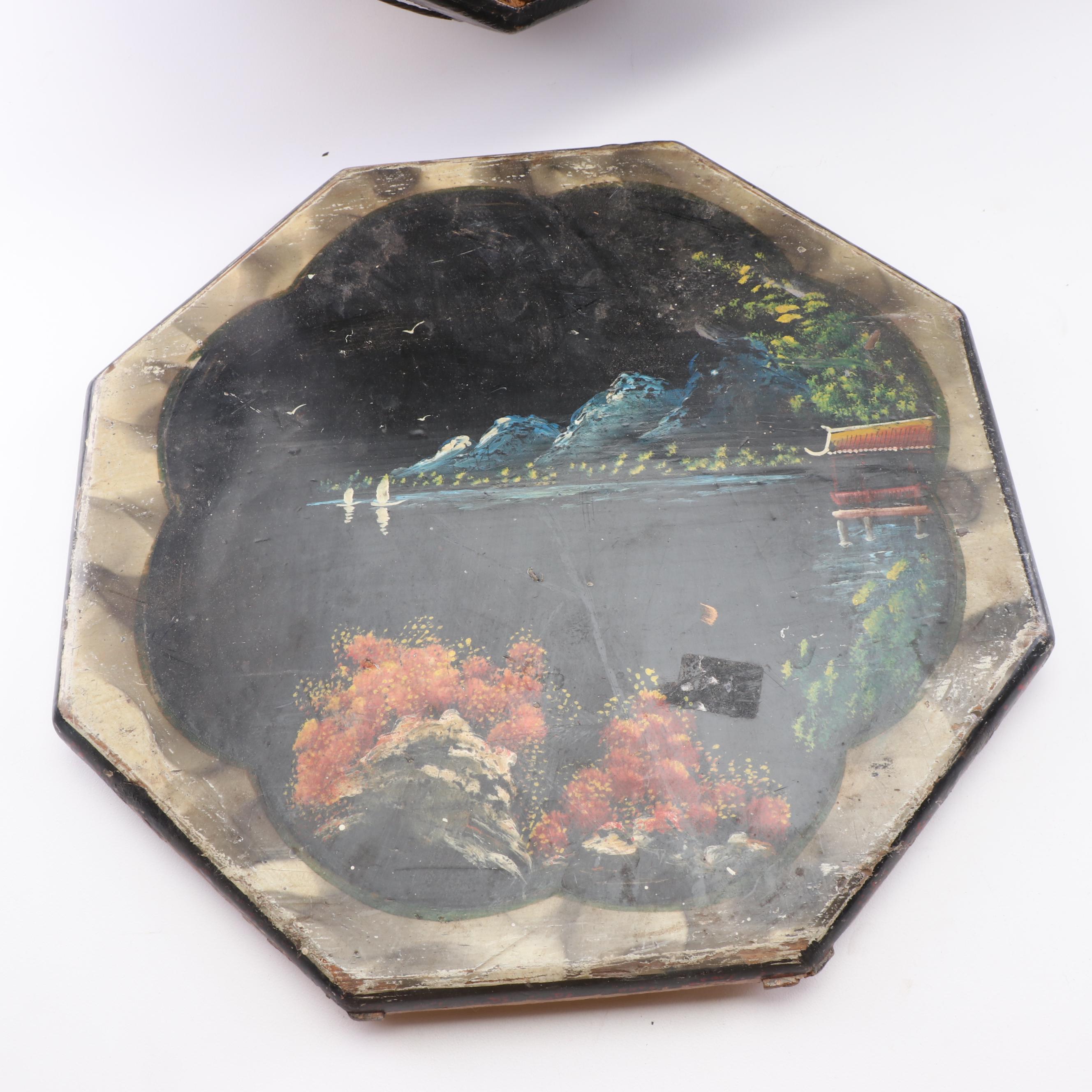 Chinese Hand-Painted Cypress Rice Buckets