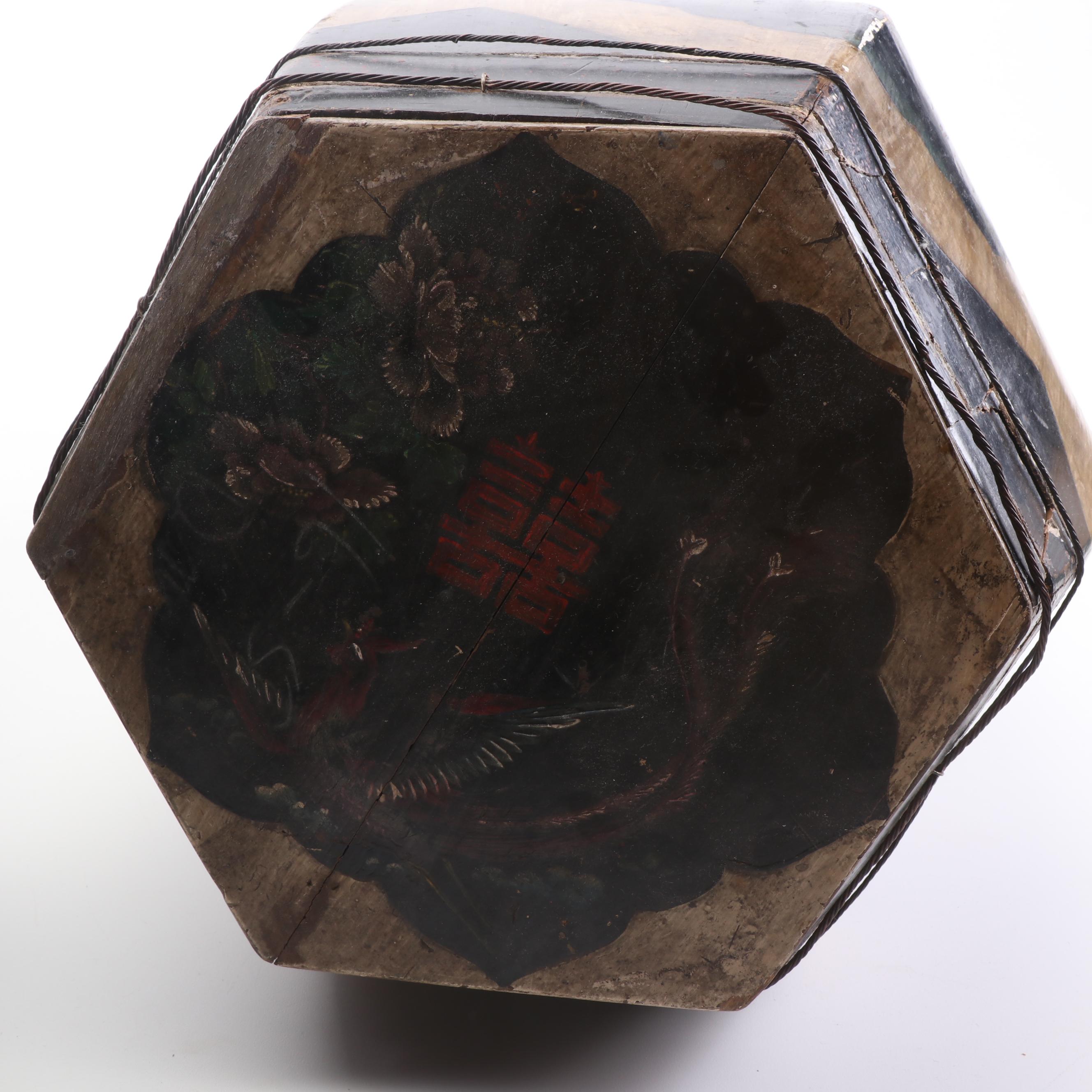 Chinese Hand-Painted Cypress Rice Buckets