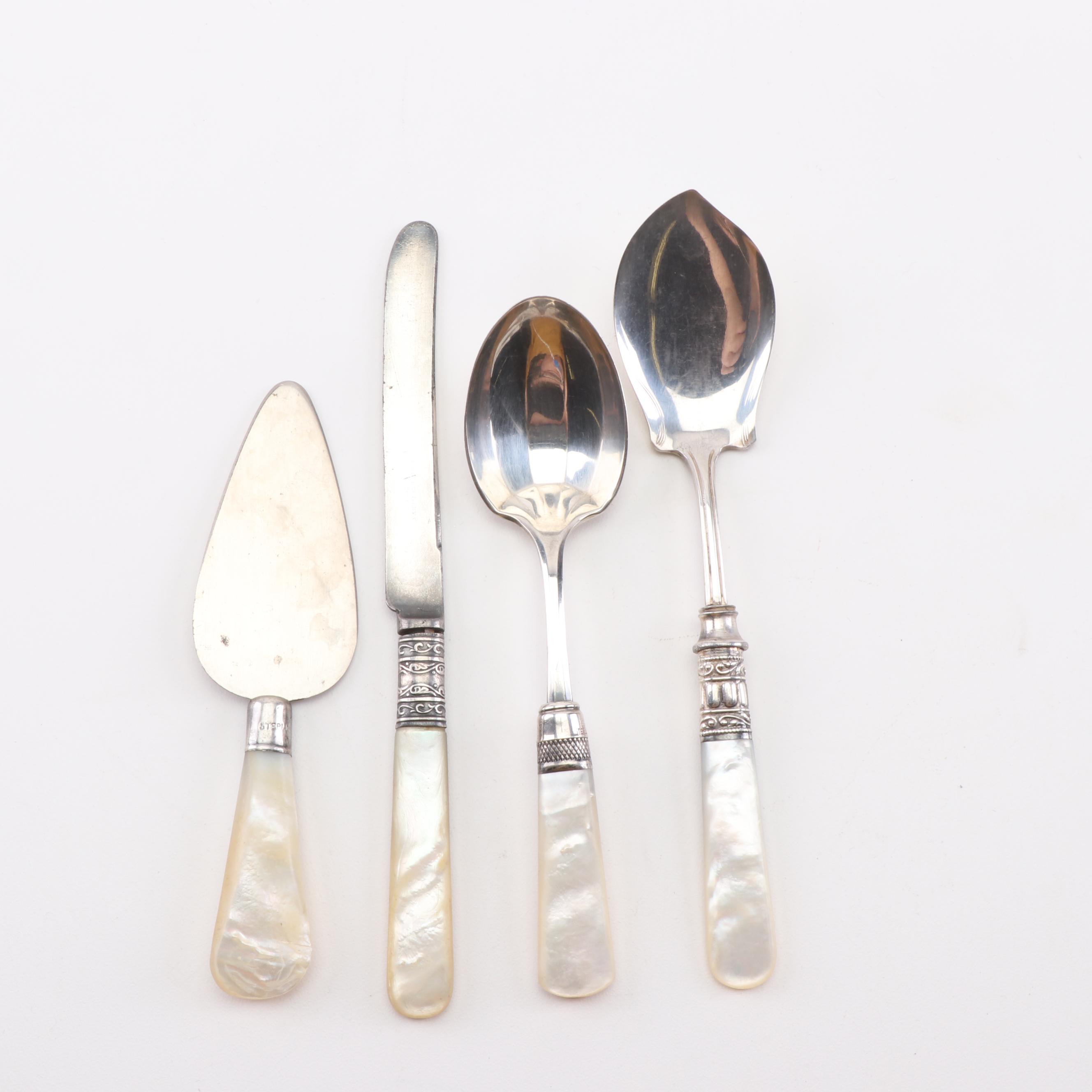 Concord Silversmiths Sterling Handled Carving Set with Other Silver Tableware