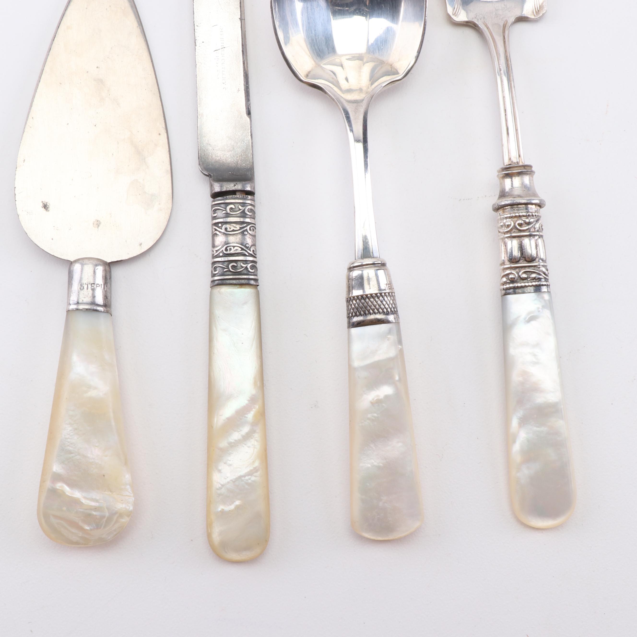 Concord Silversmiths Sterling Handled Carving Set with Other Silver Tableware