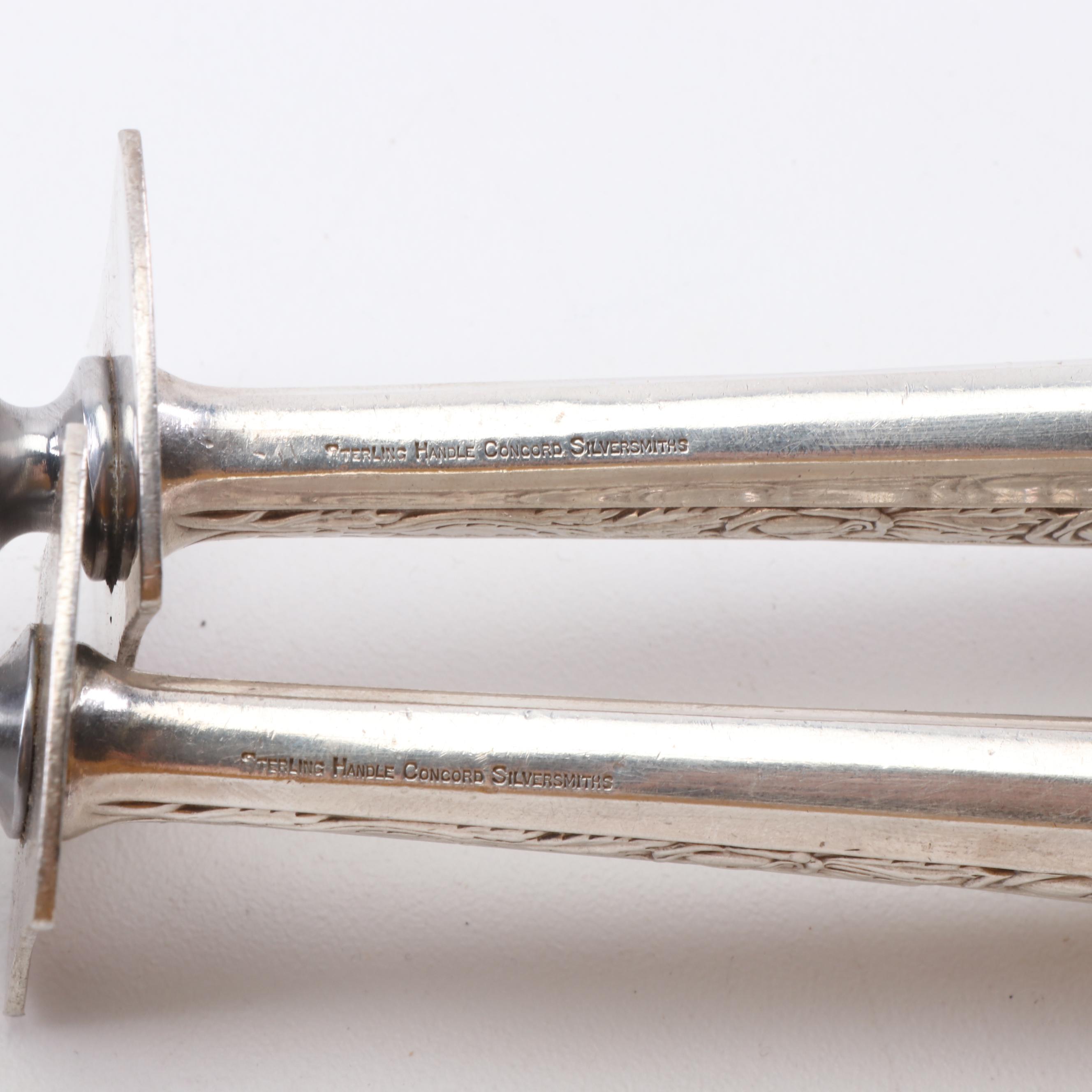 Concord Silversmiths Sterling Handled Carving Set with Other Silver Tableware