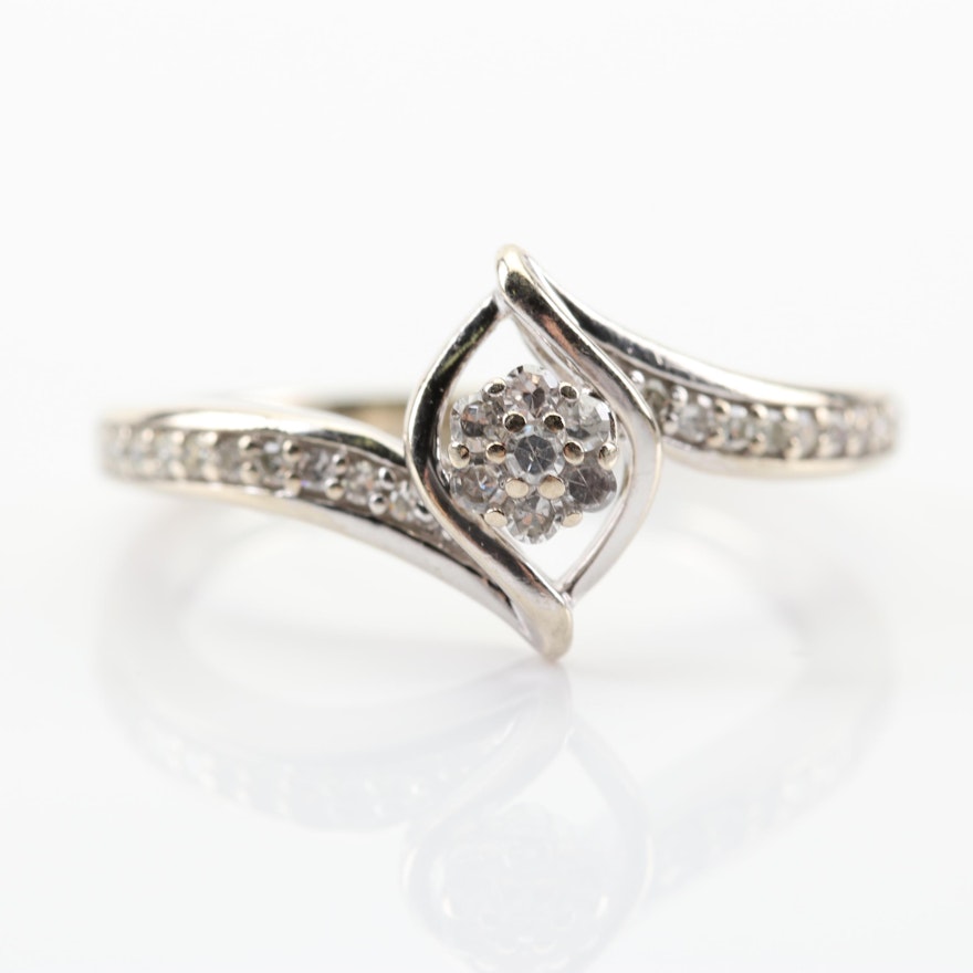 10K White Gold Diamond Bypass Ring