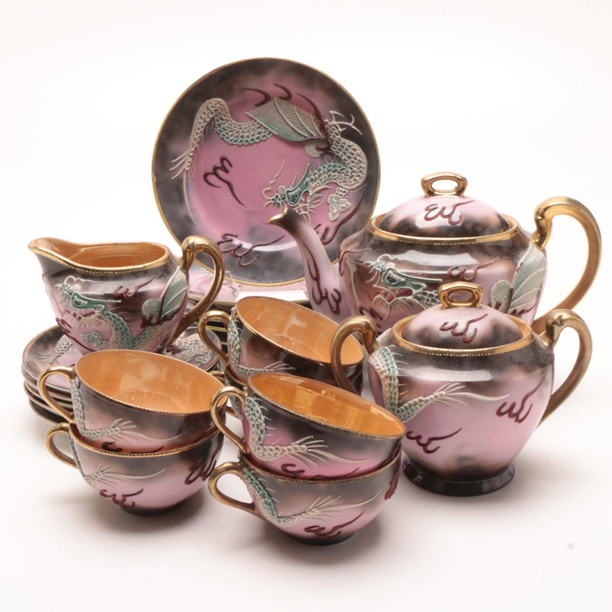 Handpainted Moriage Dragonware Porcelain Serveware