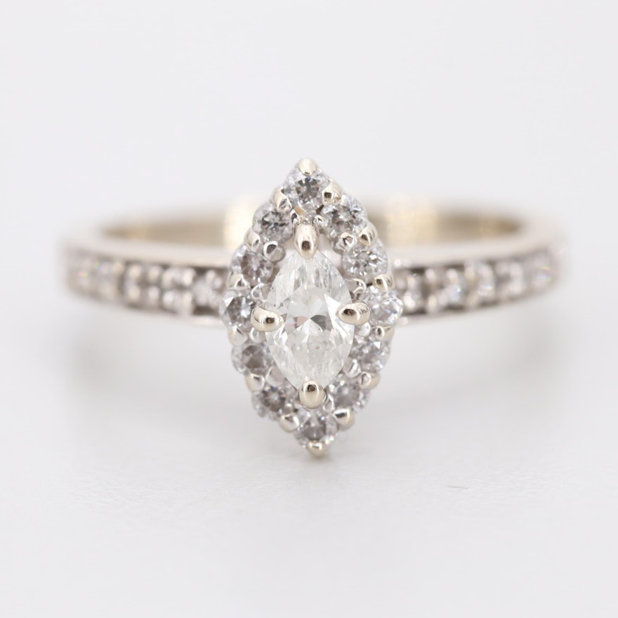 14K White Gold Diamond Ring