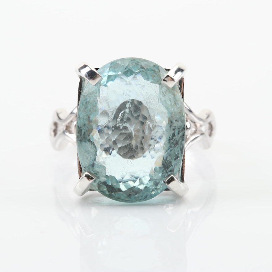 Sterling Silver 10.28 CT Aquamarine Ring