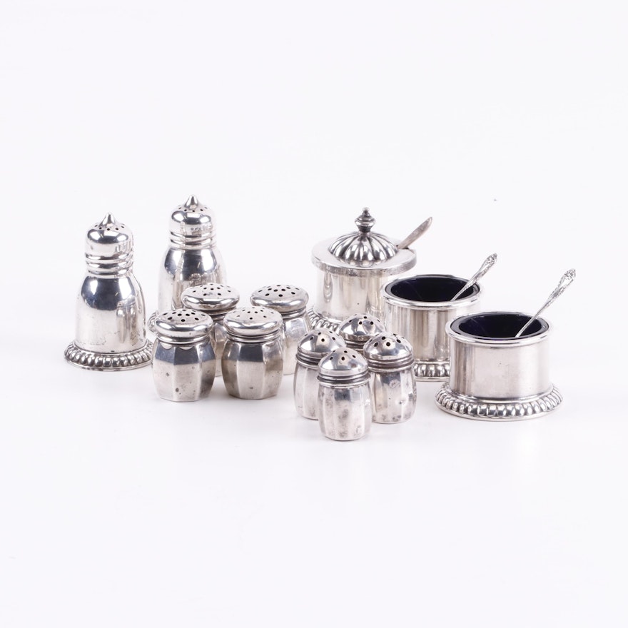 Henry Birks & Sons Sterling Shakers and Salt Cellars, Early 20th Century