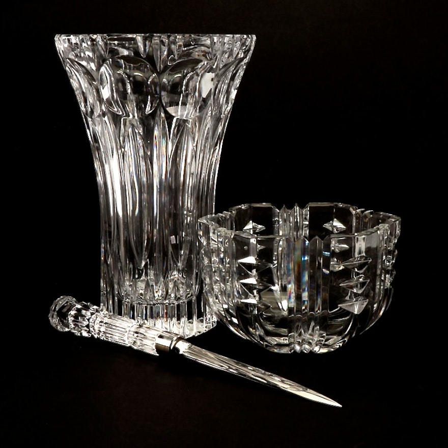 Rogaska Crystal Bowl, Waterford Letter Opener, and a Crystal Vase