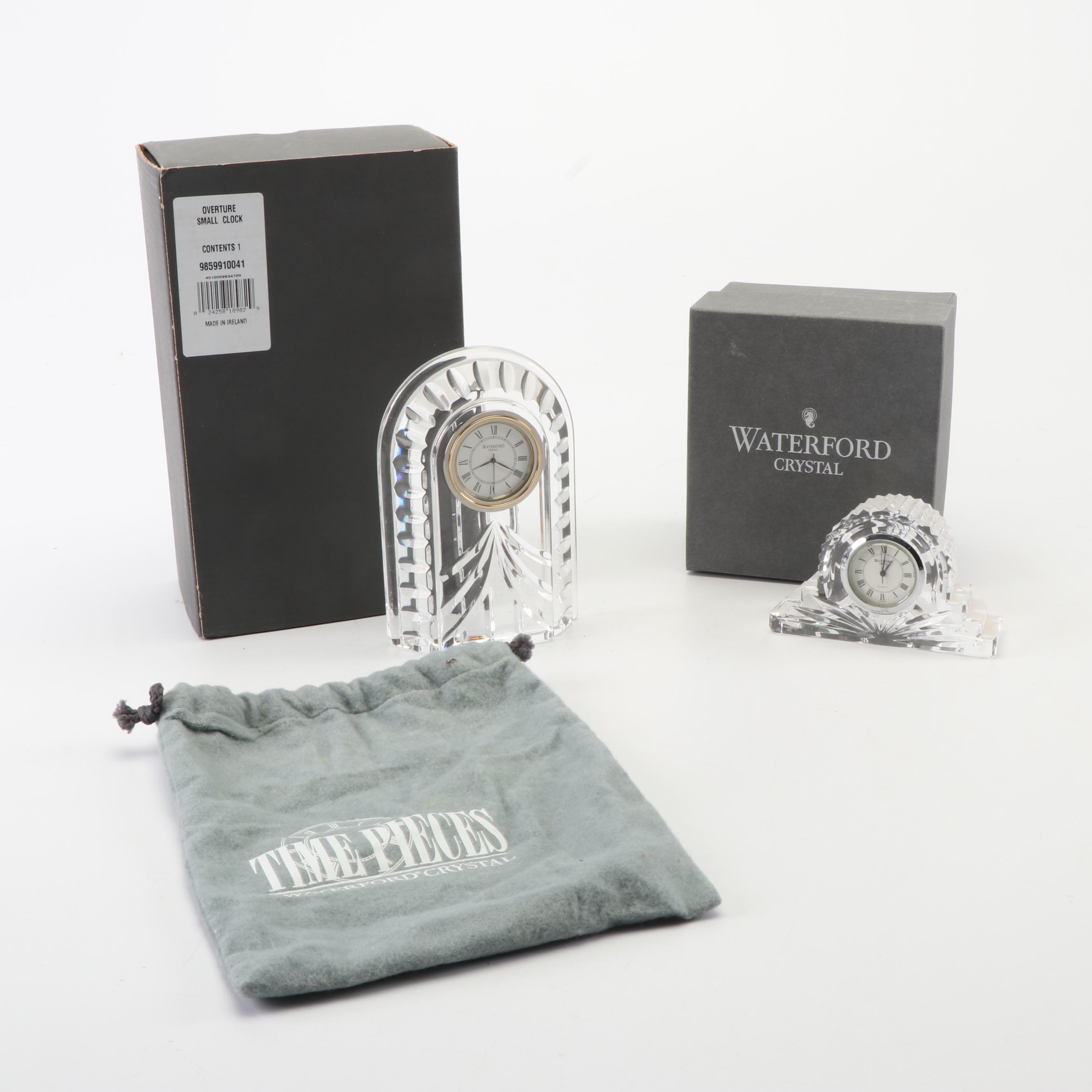 Waterford Crystal Miniature Shelf Clocks including "Overture"