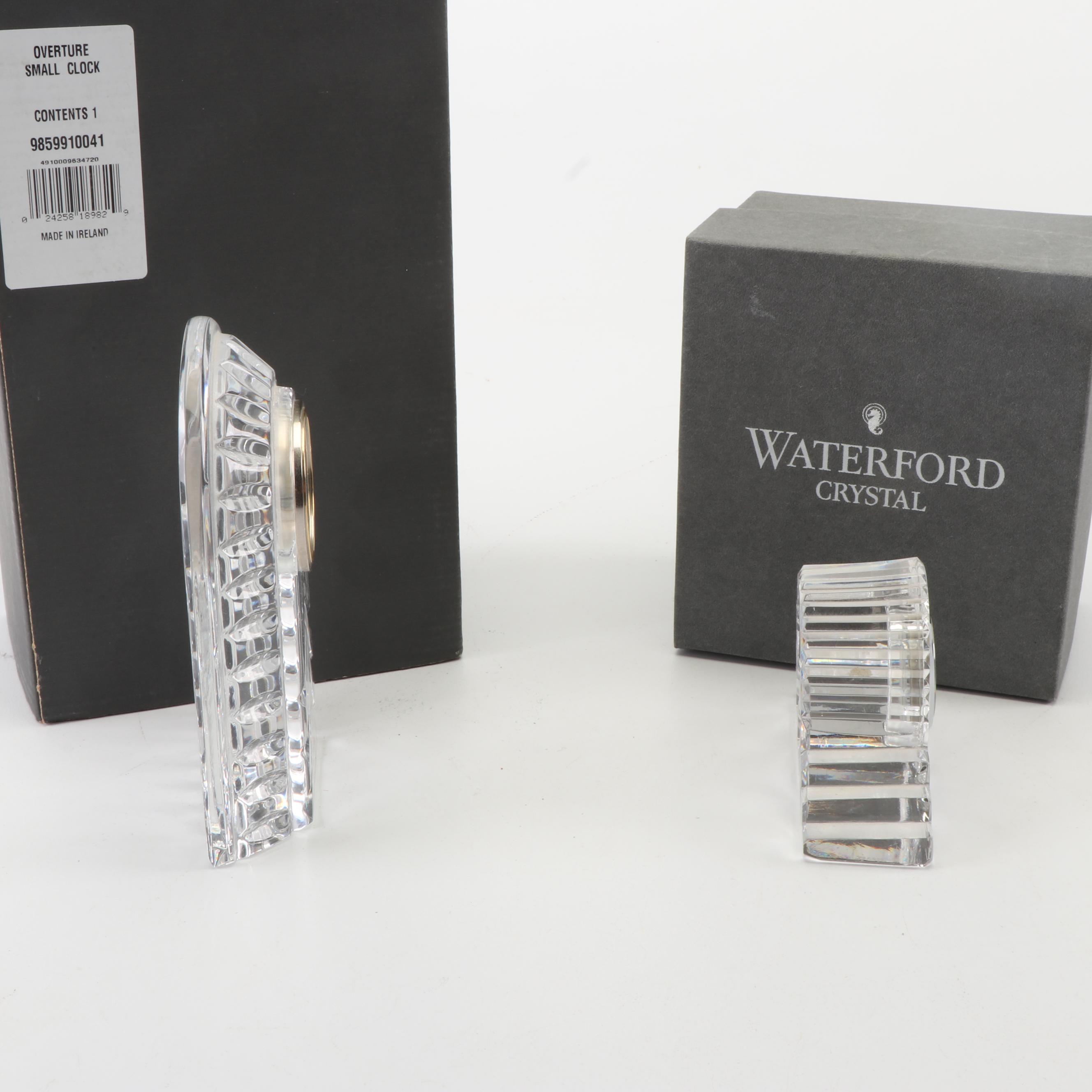 Waterford Crystal Miniature Shelf Clocks including "Overture"