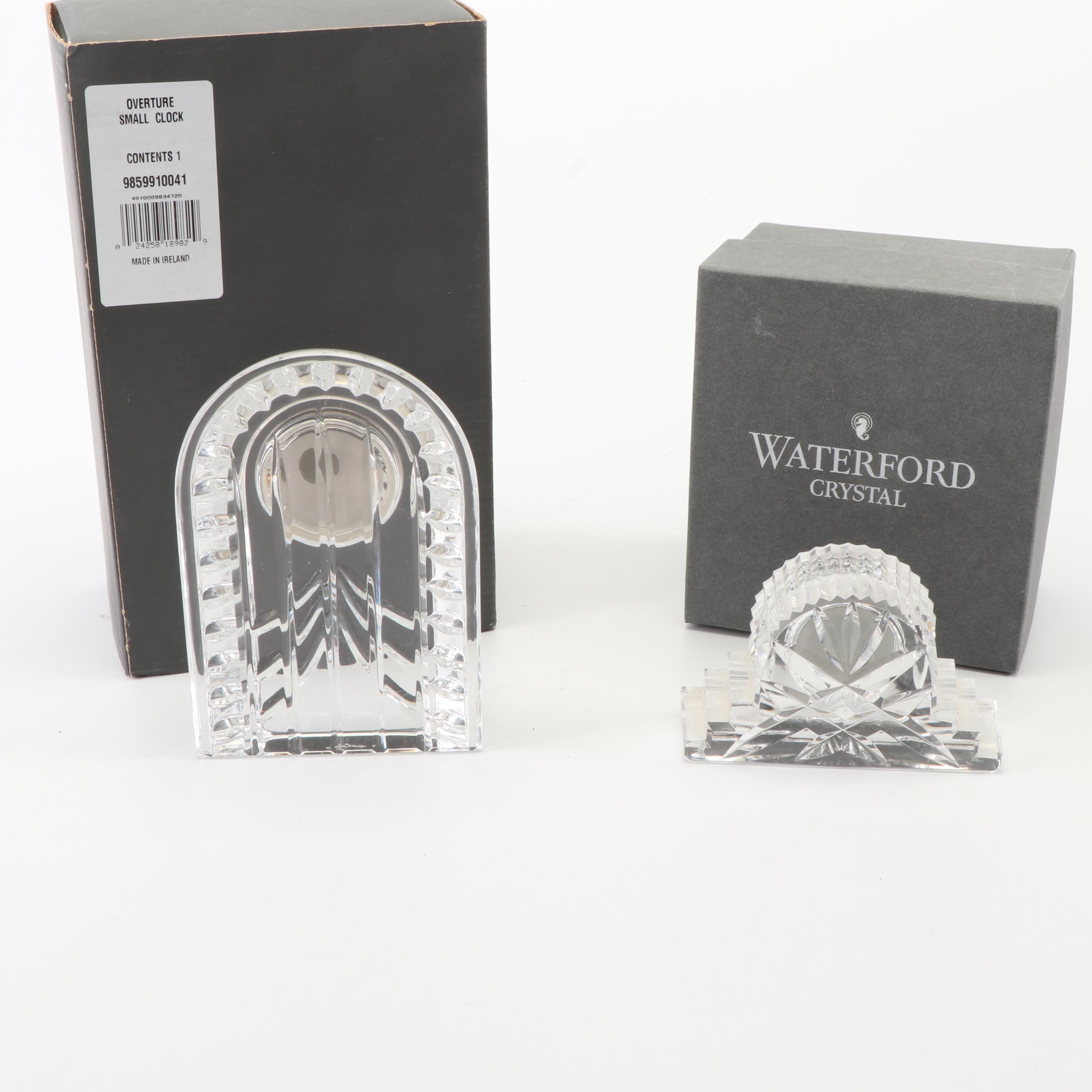 Waterford Crystal Miniature Shelf Clocks including "Overture"