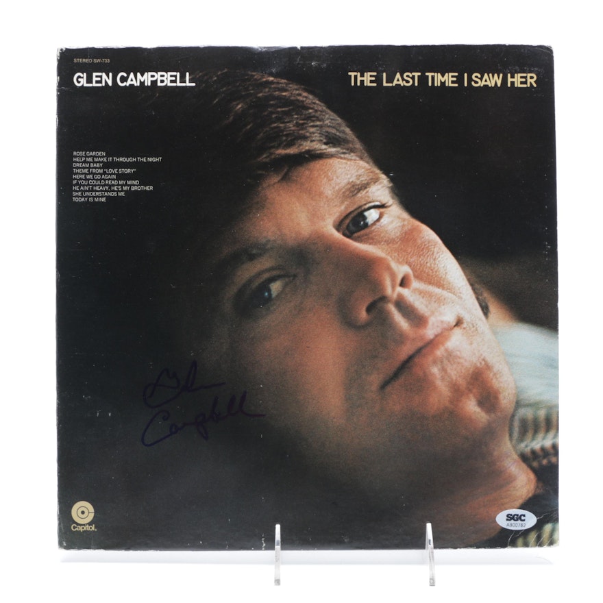 Glen Campbell Signed "The Last Time I Saw Her" Album Cover