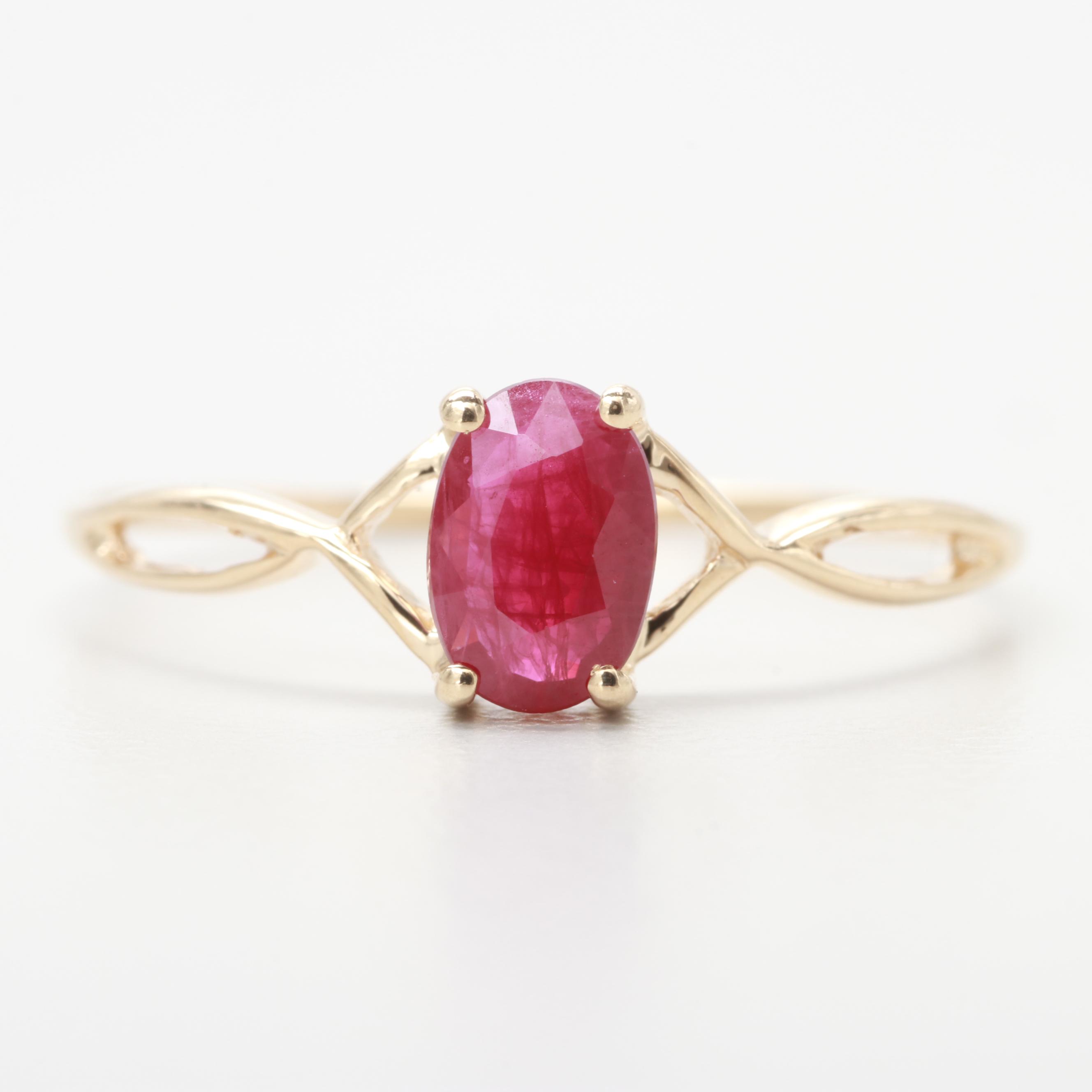 14K Yellow Gold Ruby Ring