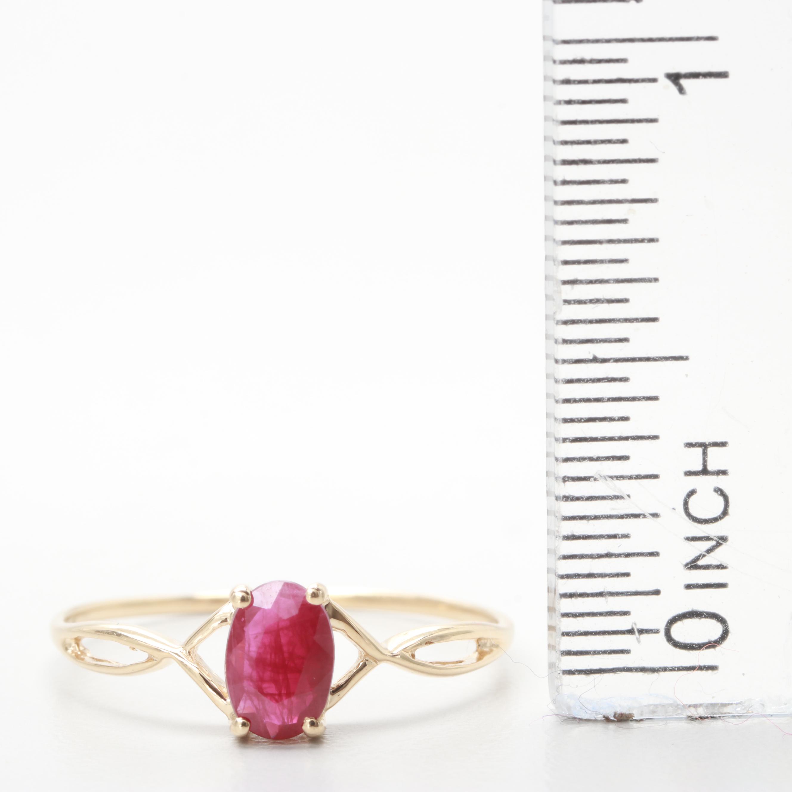 14K Yellow Gold Ruby Ring
