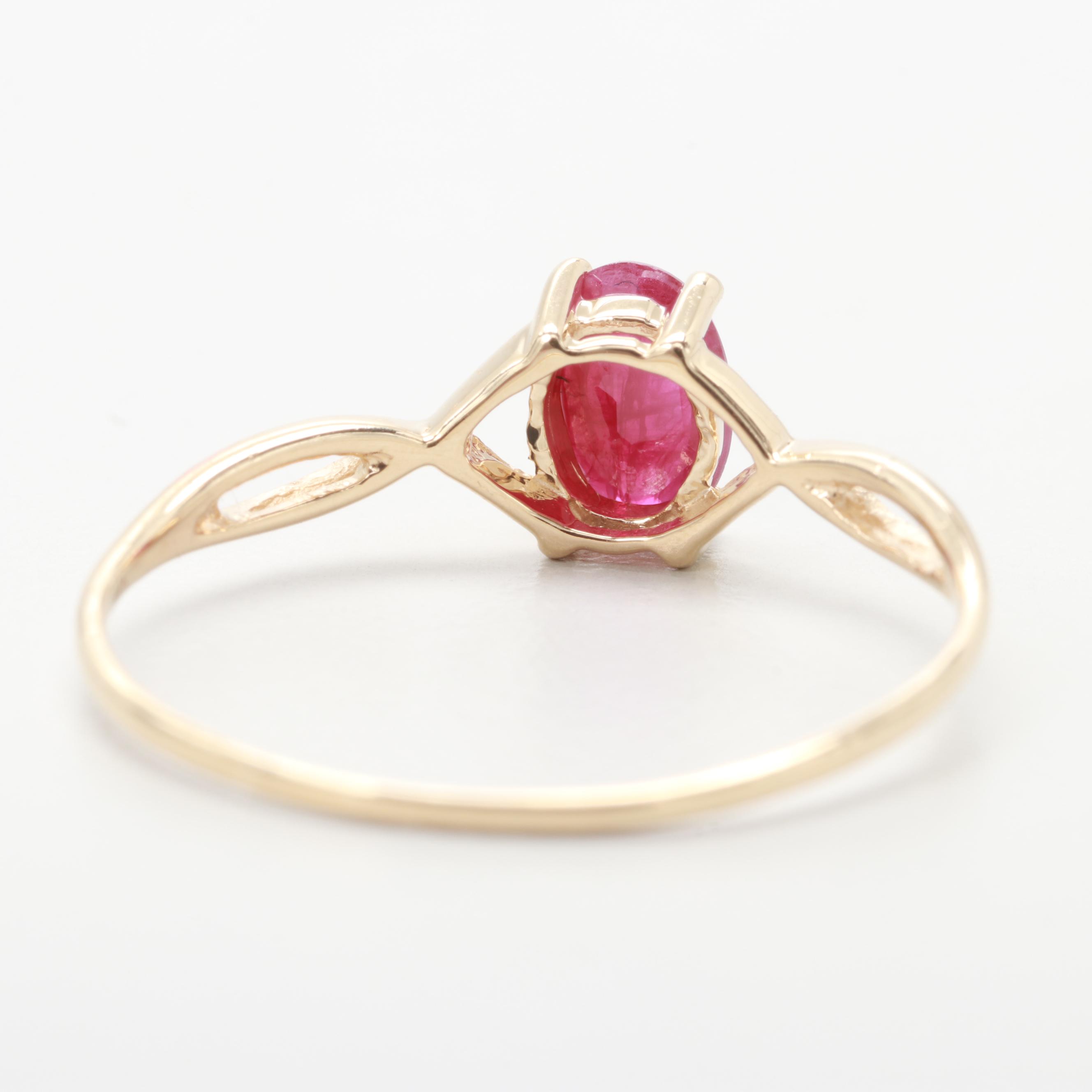 14K Yellow Gold Ruby Ring