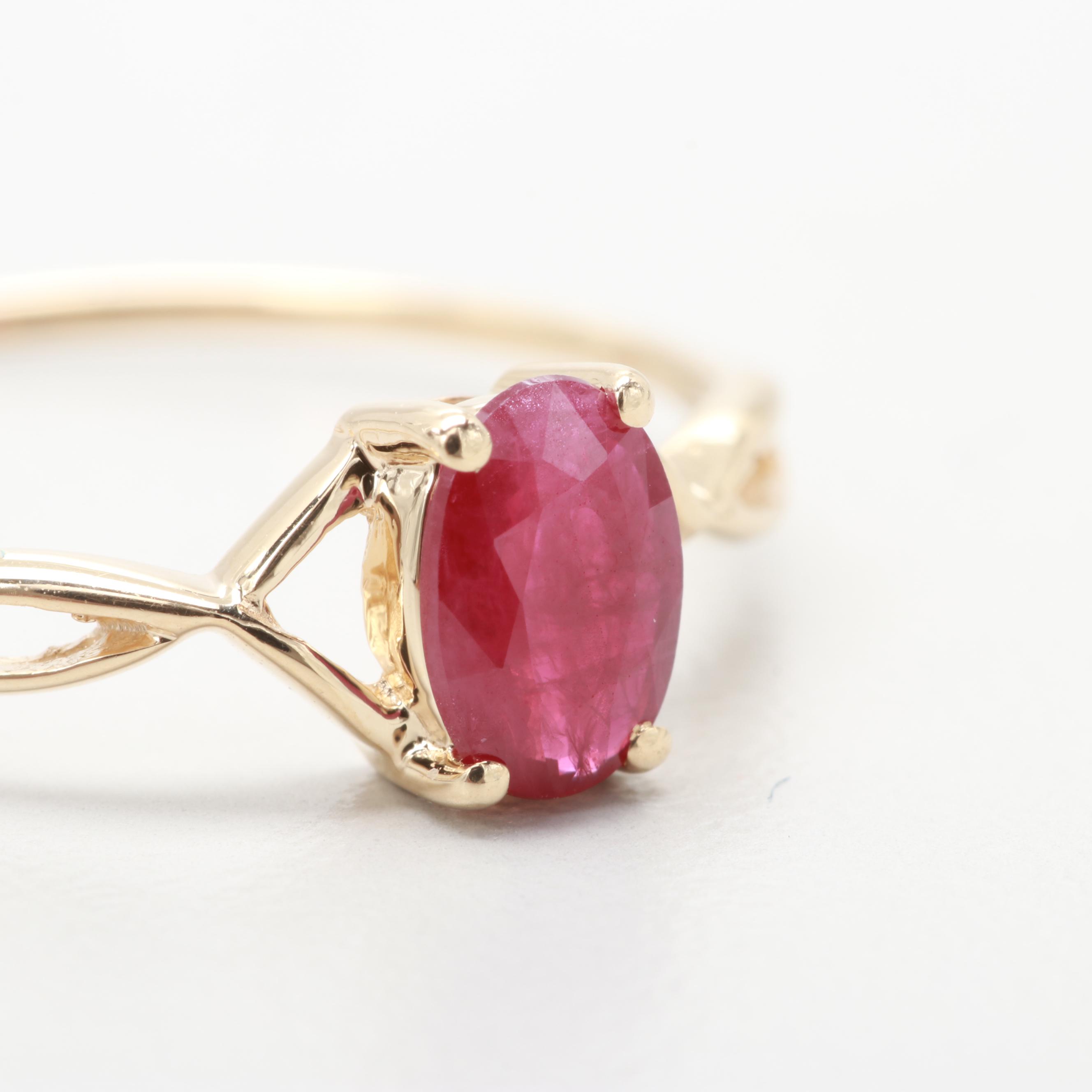 14K Yellow Gold Ruby Ring