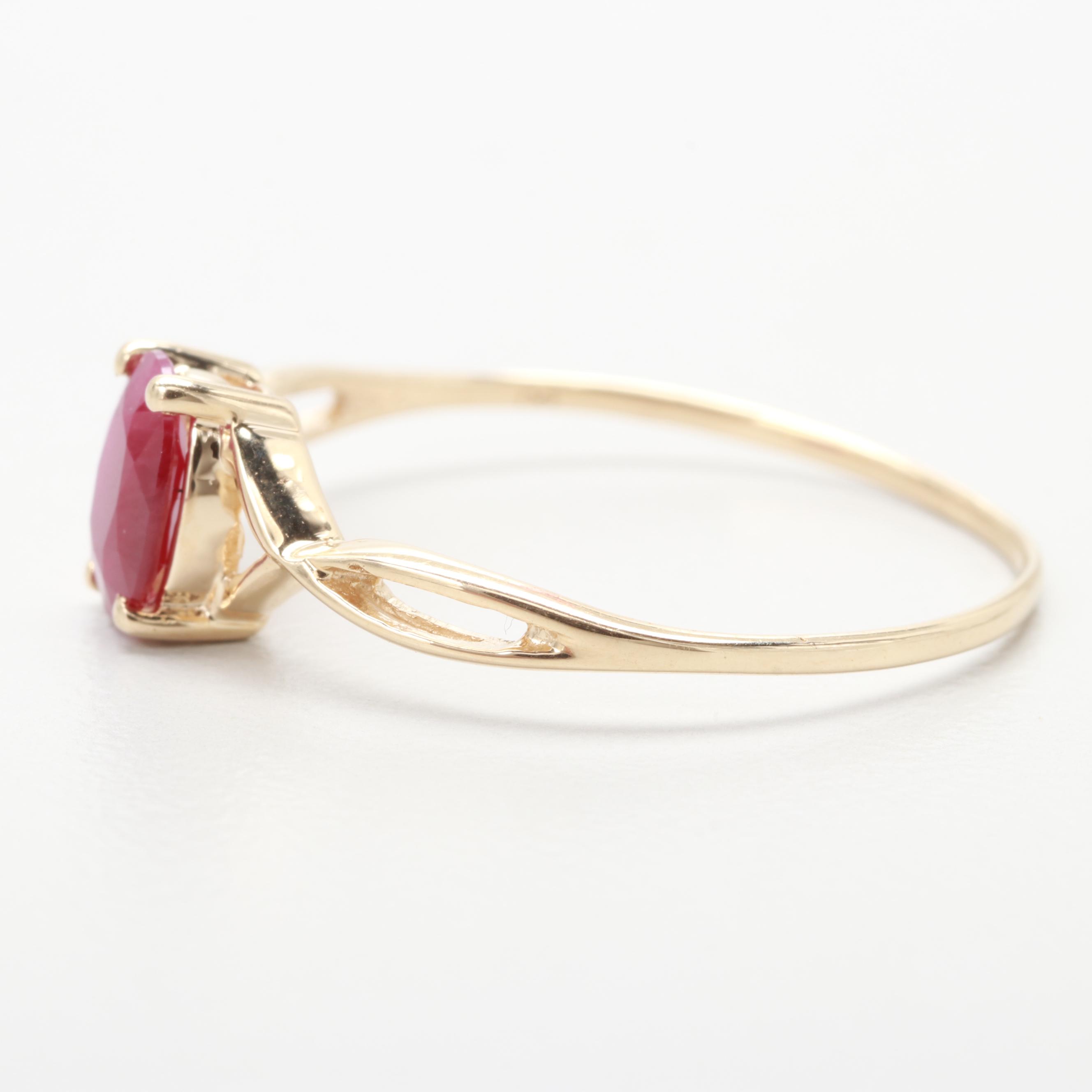 14K Yellow Gold Ruby Ring