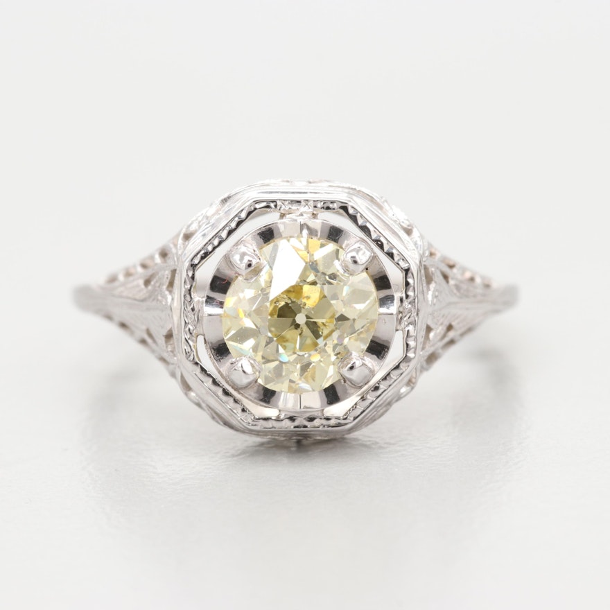 18K White Gold 1.10 CT Diamond Ring