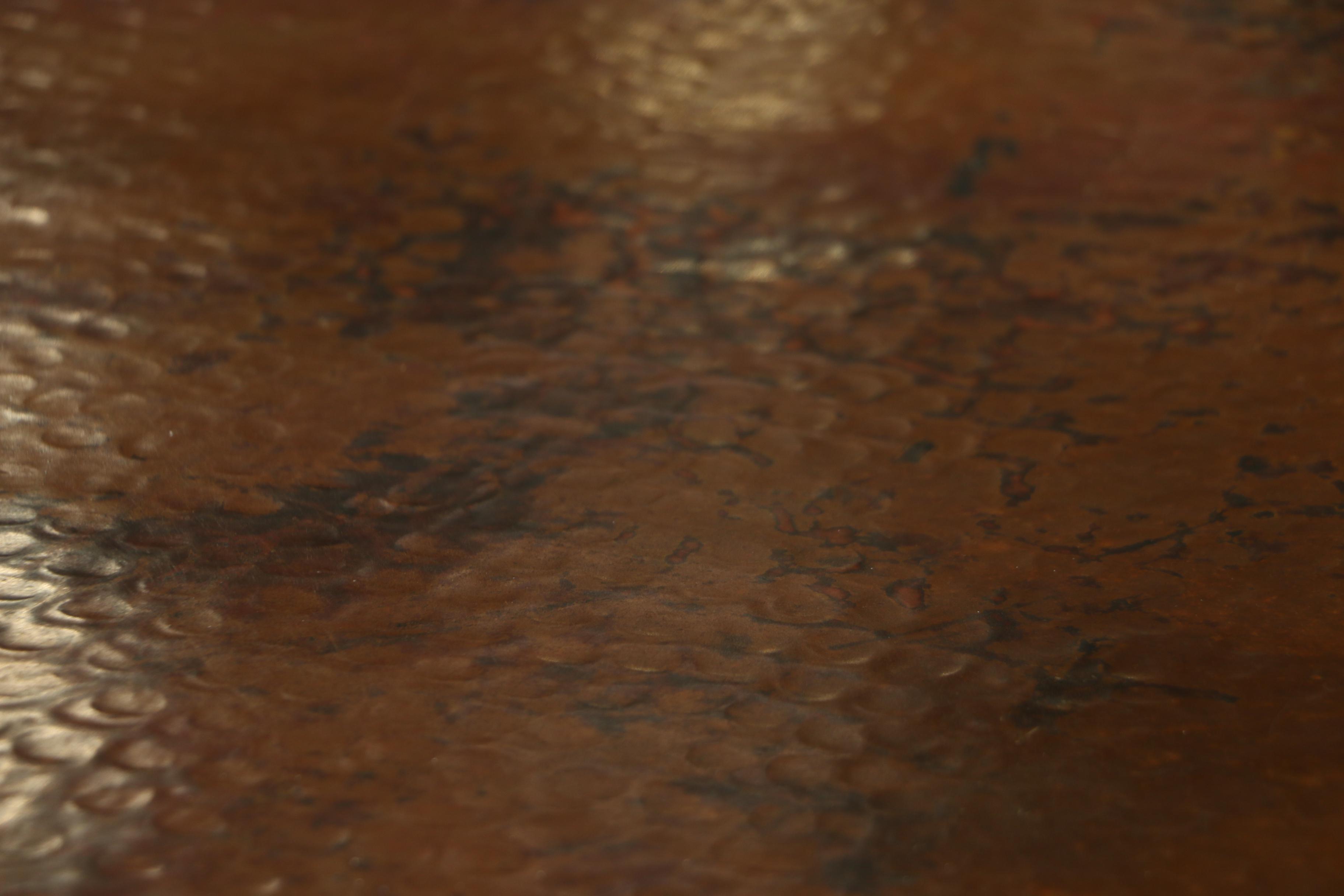 Contemporary "Arhaus" Mexican Iron and Hand Hammered Copper Oval Dining Table