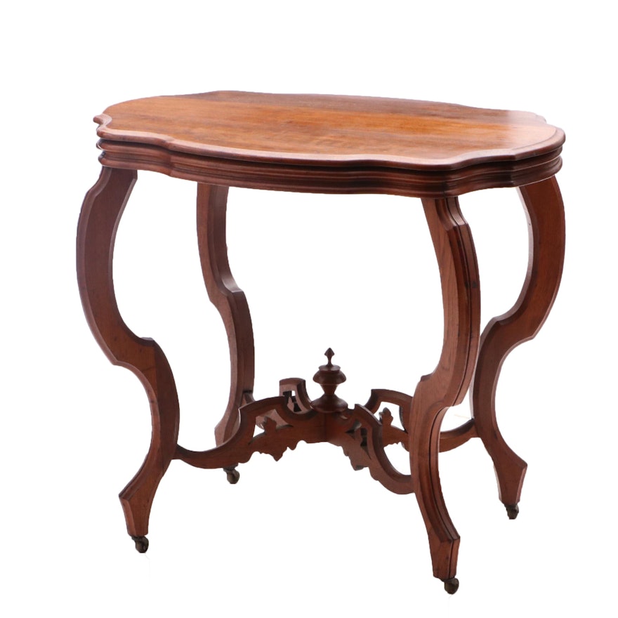 Victorian Style Turtle-Top Occassional Table in Walnut