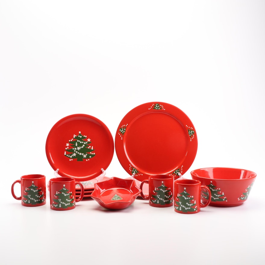 Waechtersbach West Germany "Christmas Tree" Dinnerware and Serving Pieces
