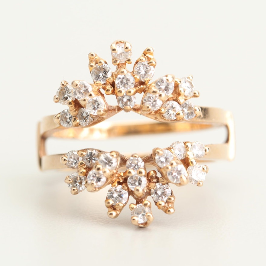 Exquisite 14K Yellow Gold Diamond Ring Guard