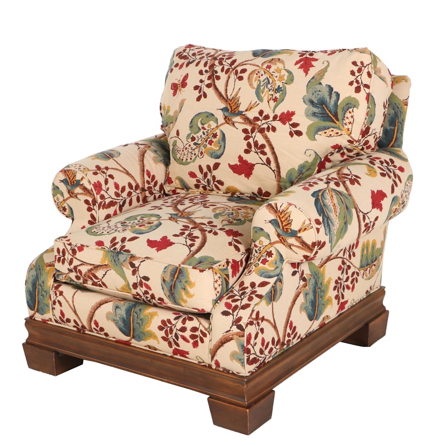 Contemporary Foliate-Patterned Armchair by Stanford