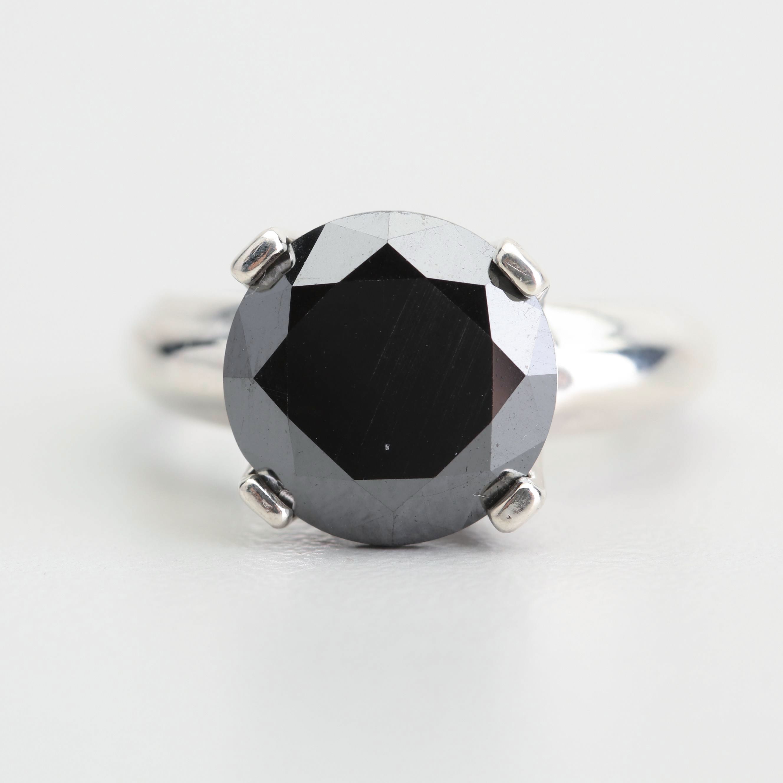 Sterling Silver 4.45 CT Black Diamond Ring
