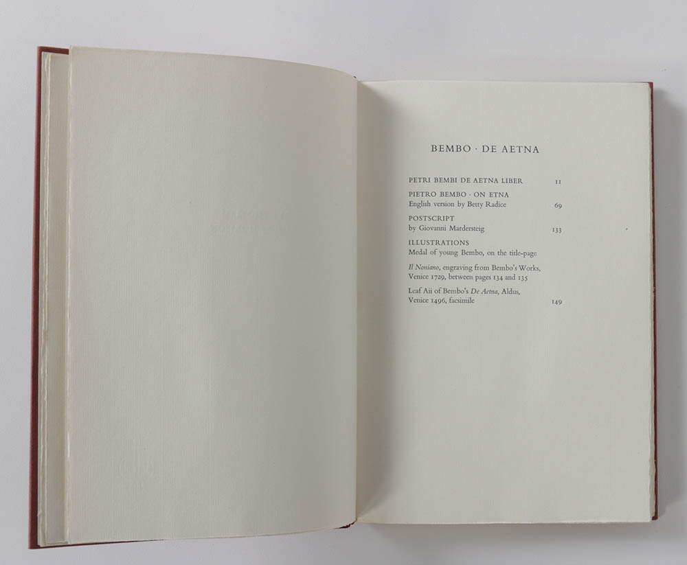 1969 Limited First English Translation "Pietro Bembo on Etna" by Pietro Bembo
