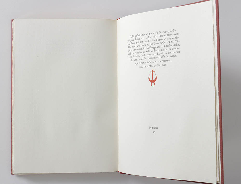 1969 Limited First English Translation "Pietro Bembo on Etna" by Pietro Bembo