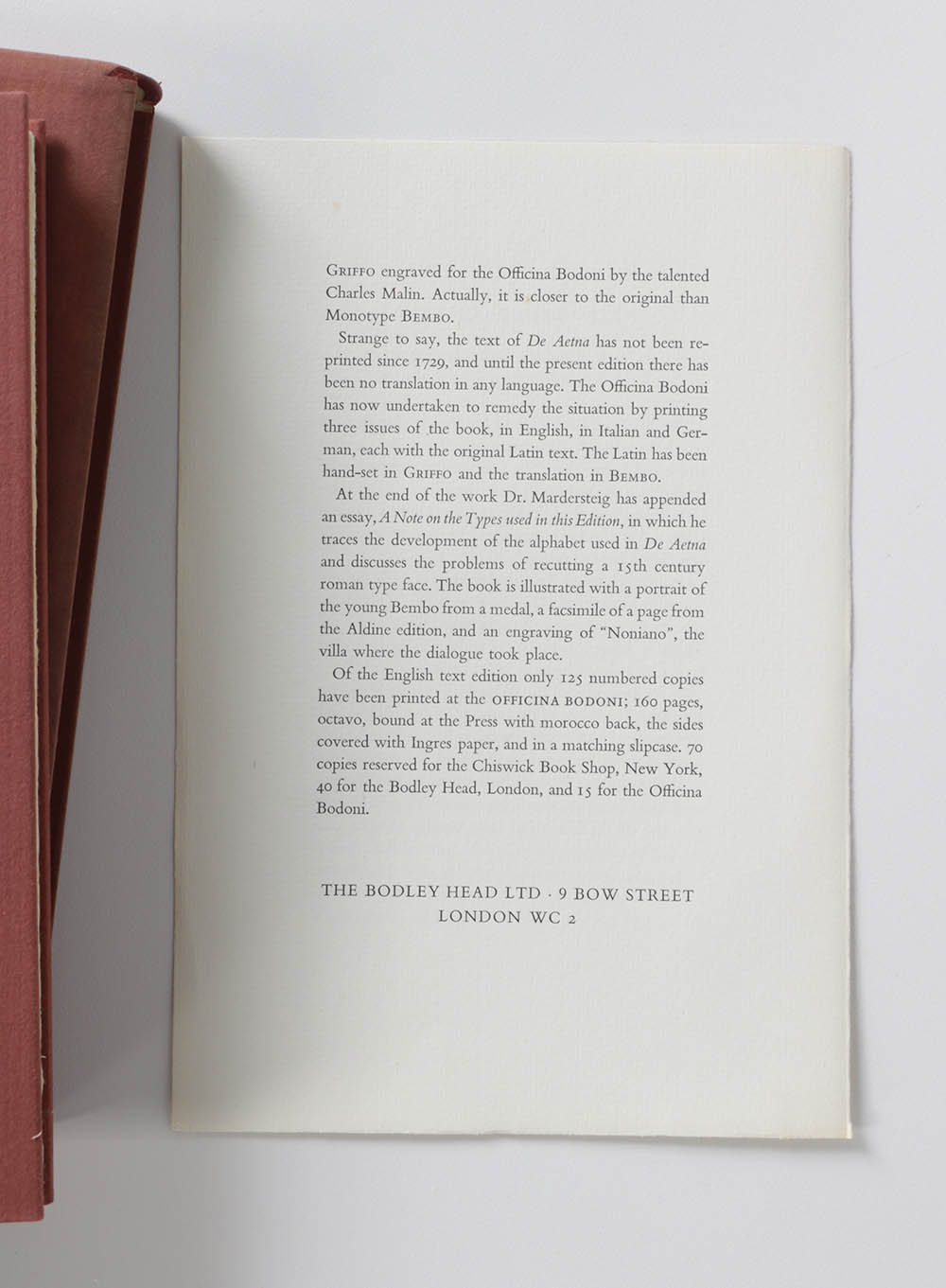 1969 Limited First English Translation "Pietro Bembo on Etna" by Pietro Bembo