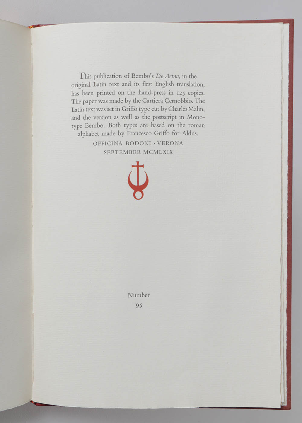 1969 Limited First English Translation "Pietro Bembo on Etna" by Pietro Bembo