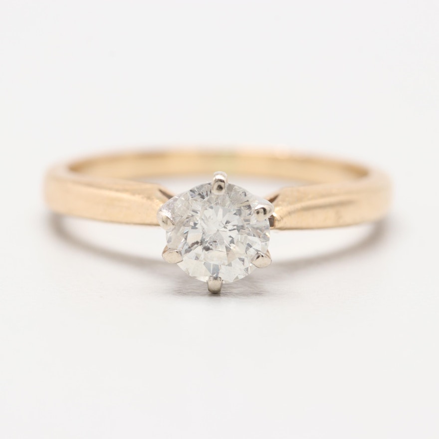 14K Yellow Gold and 10K White Gold Diamond Ring