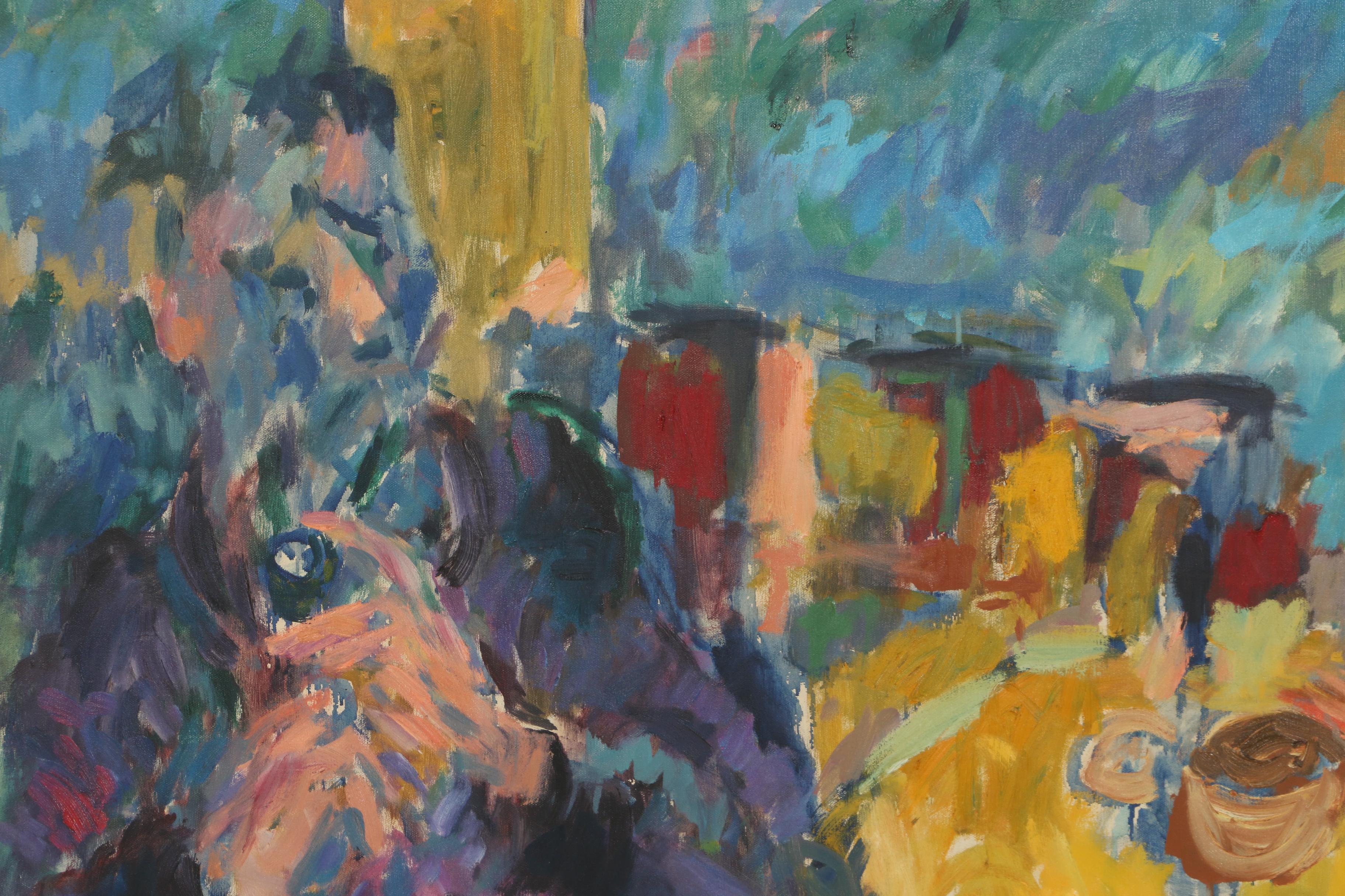 George Segal 1956 Monumental Oil Painting "Girl Combing Her Hair"