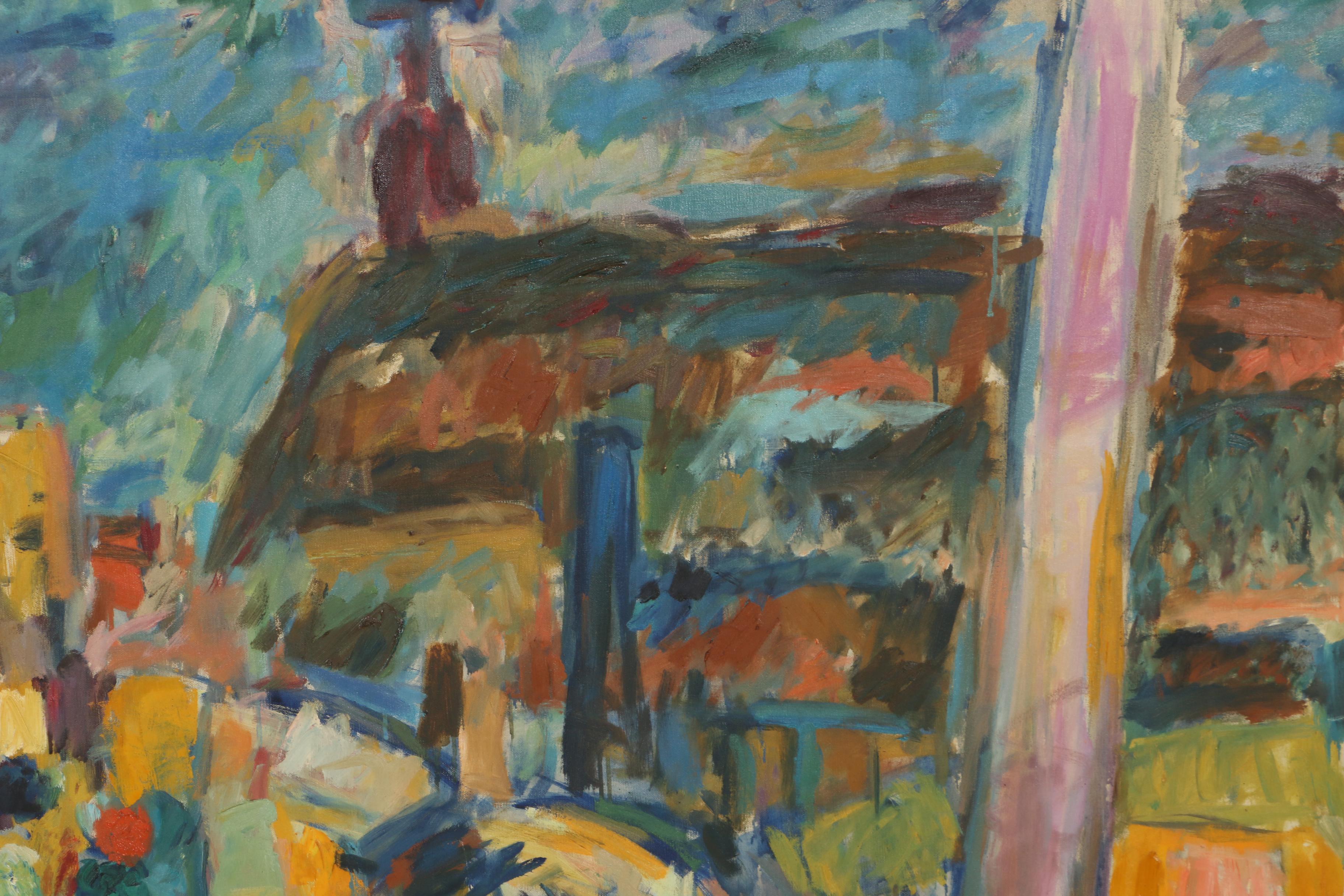 George Segal 1956 Monumental Oil Painting "Girl Combing Her Hair"