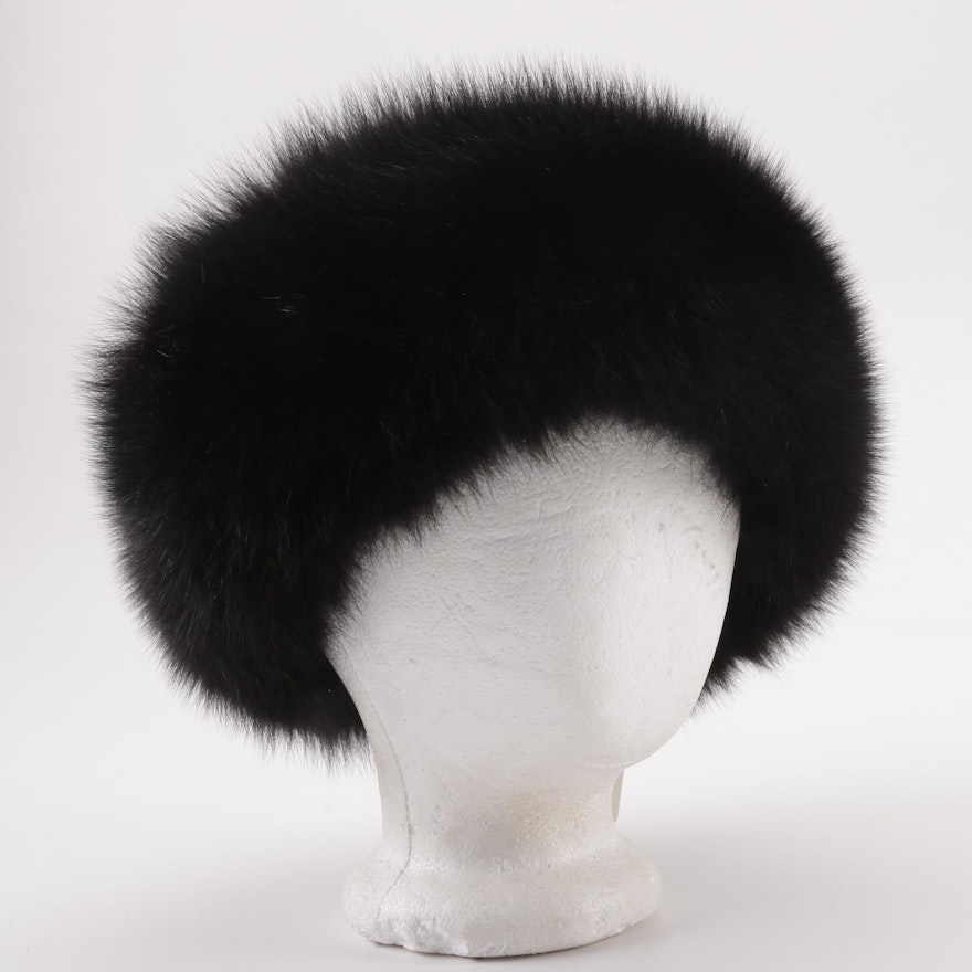 Neiman Marcus Dyed Black Fox Fur Headband