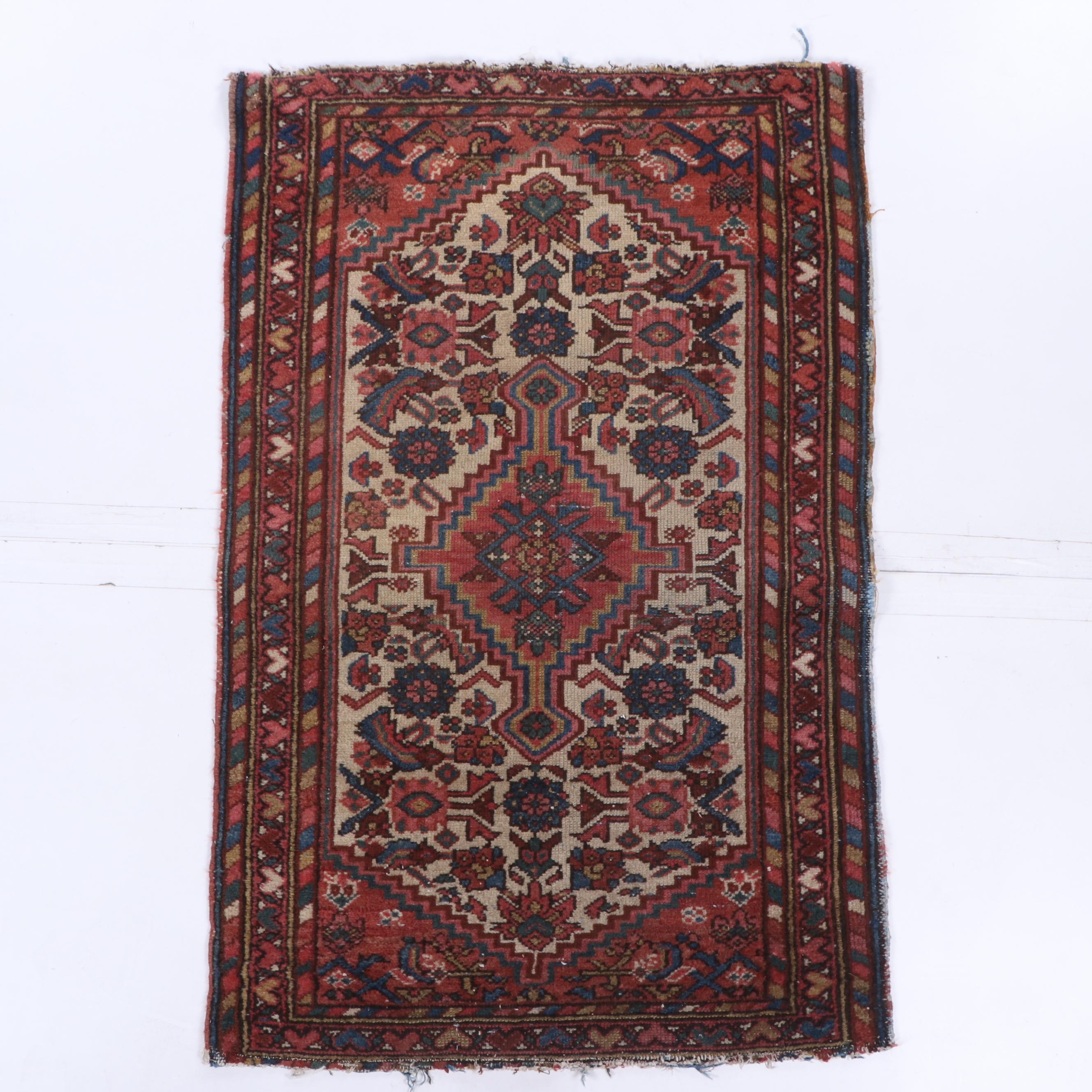 Hand-Knotted Persian Wool Rug and Remnant
